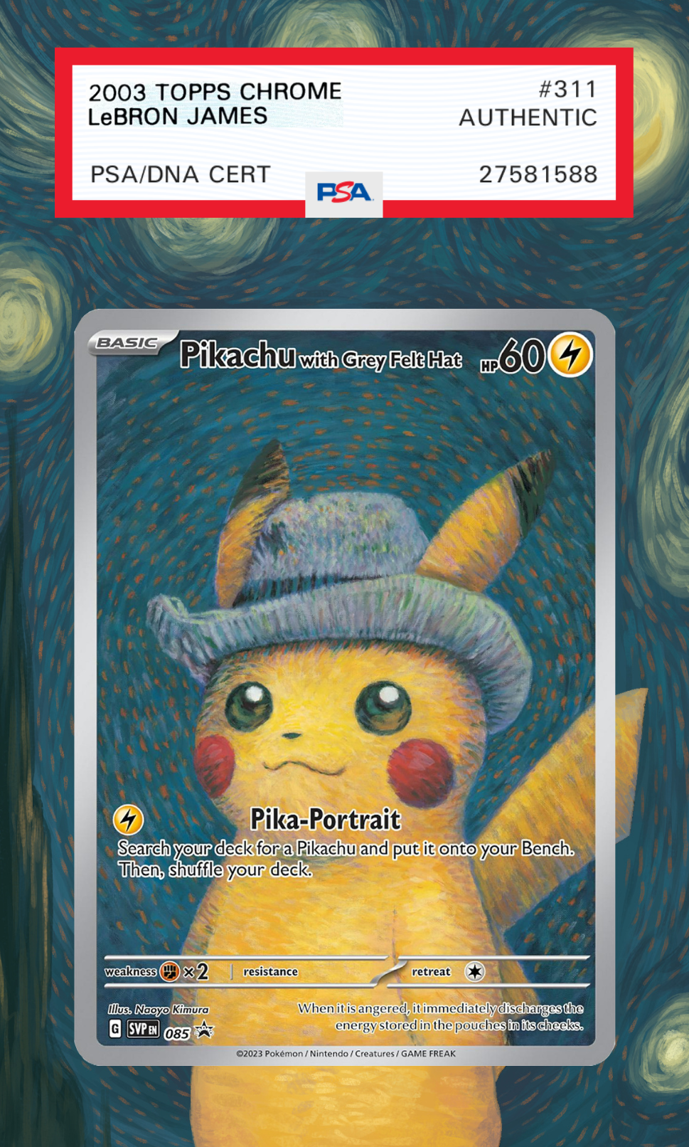 Pikachu with Grey Felt Hat | Van Gogh AuraSlab (Graded)