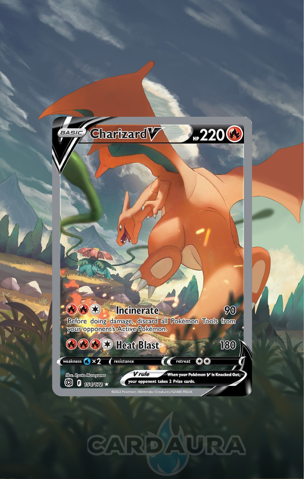 Charizard V 154/172 | Brilliant Stars CardAura Case