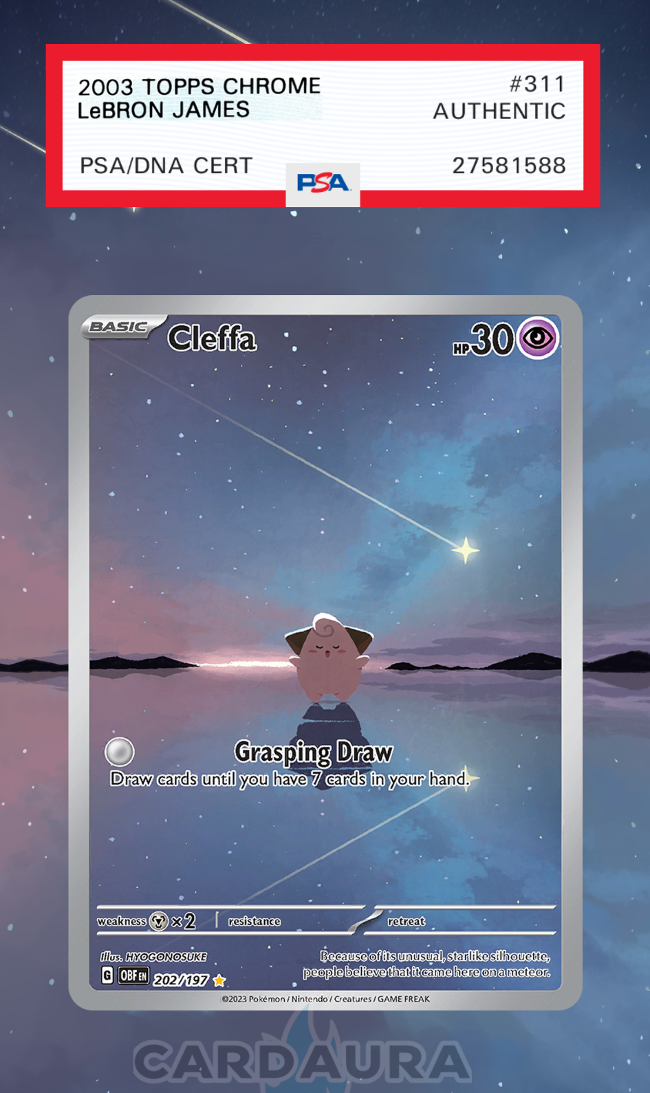 Cleffa 202/197 | Obsidian Flames AuraSlab Graded Case