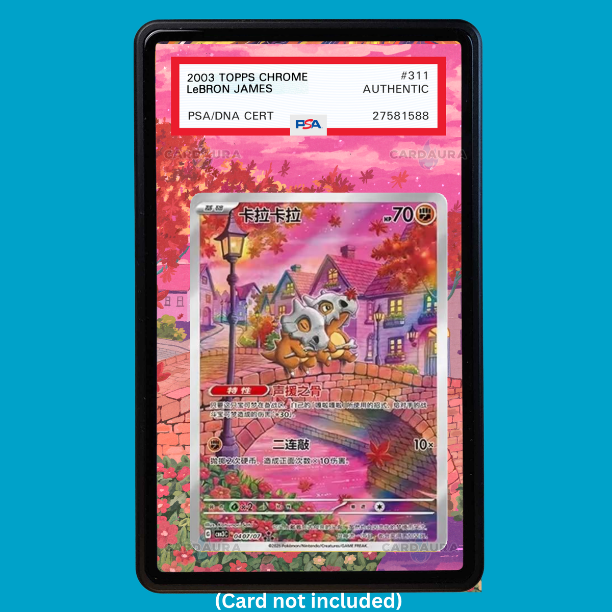 Hand-drawn Cubone 407 Chinese 151 extended art display case insert for graded Pokémon cards