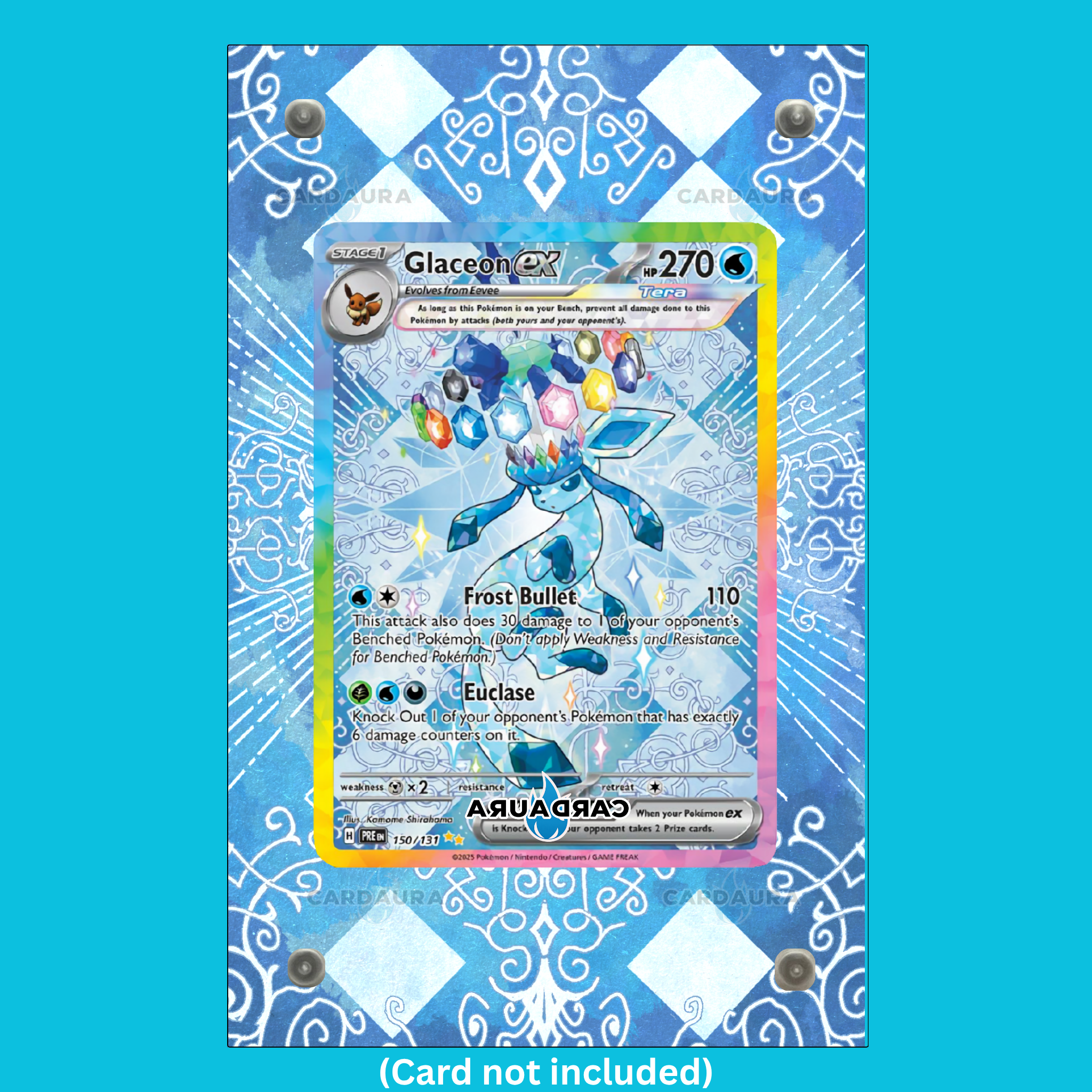 150 pokemon cards framed Glaceon EX 150/131 From Prismatic Evolution Display Case (Extended Art – CardAura