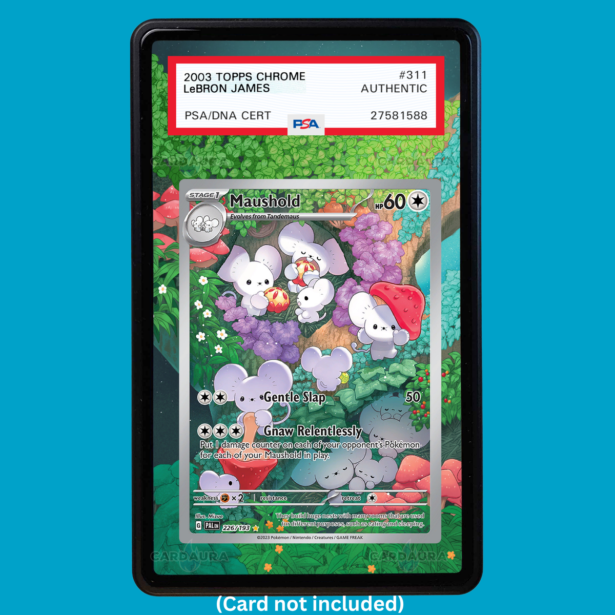 Hand-drawn Maushold 226/193 Paldea Evolved extended art display case insert for graded Pokémon cards