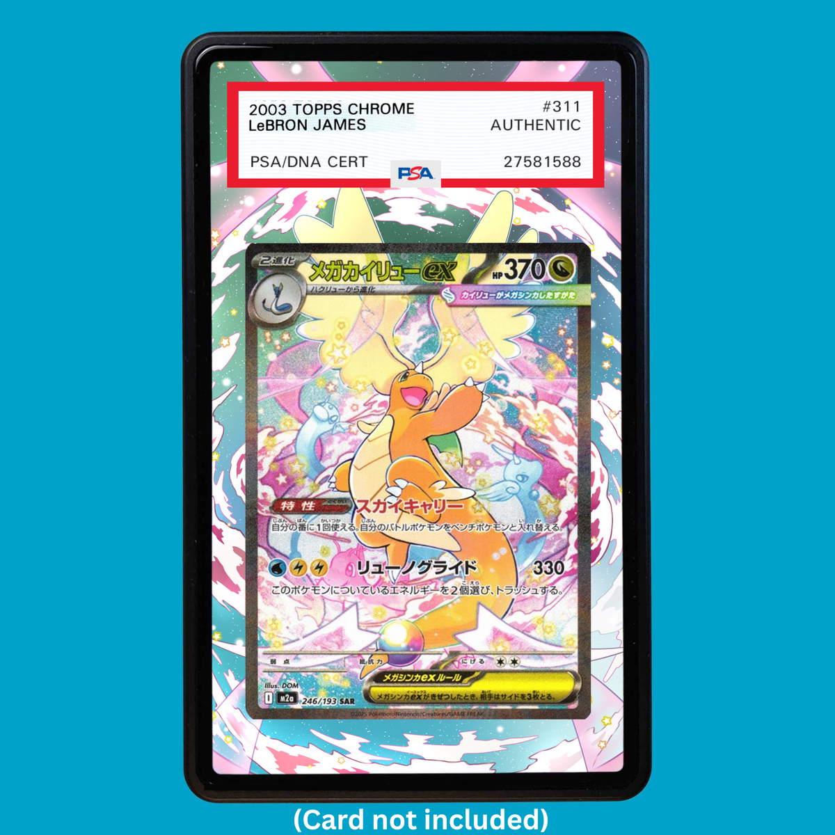 Showcase your Mega Dragonite EX 290/217 with a premium extended art display case designed for graded Pokémon cards. This collectible display combines hand-drawn extended artwork, a magnetic aluminum case, and UV-protective tempered glass to help protect and elevate your Mega Dragonite EX 290/217 card.
