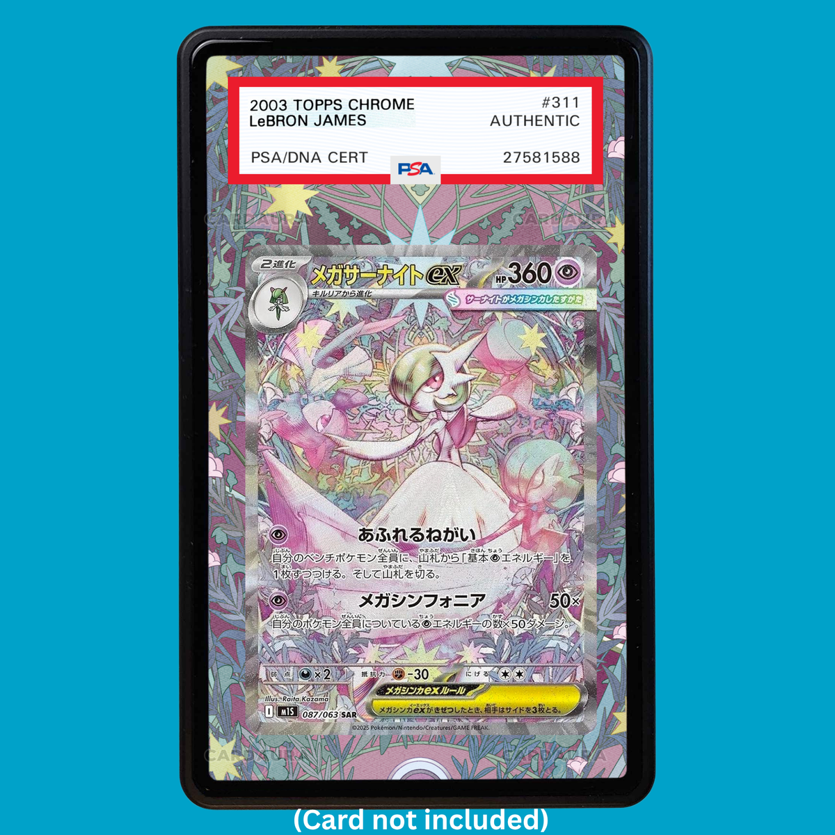 Hand-drawn Mega Gardevoir EX 178/132 Mega Evolutions extended art display case insert for graded Pokémon cards