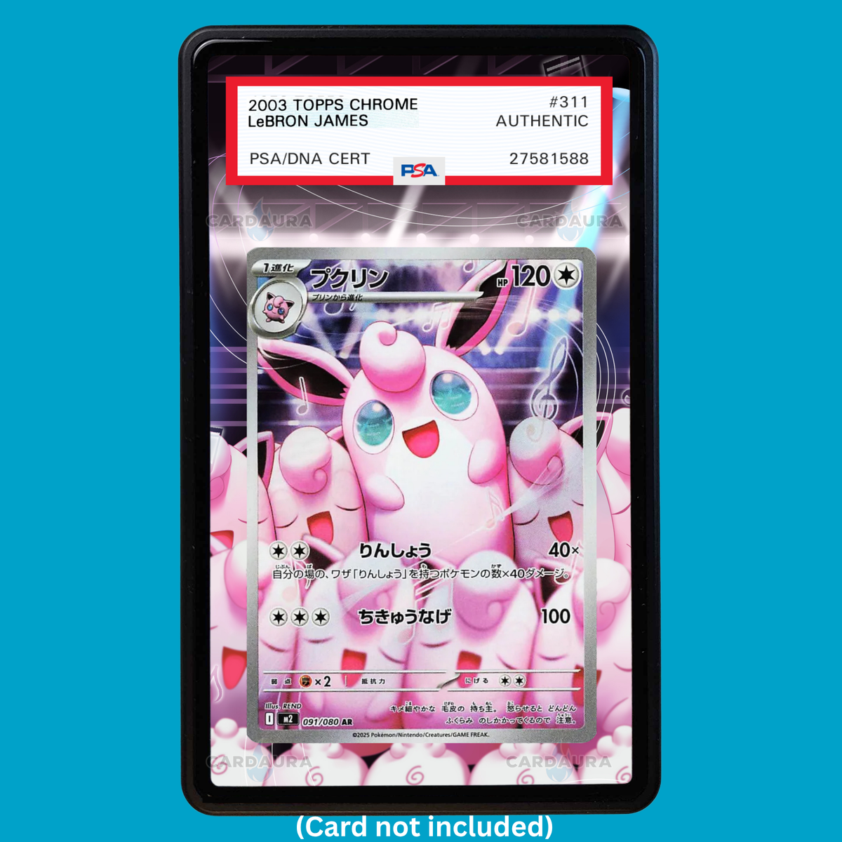 Hand-drawn Wigglytuff 105/094 Phantasmal Flames extended art display case insert for graded Pokémon cards