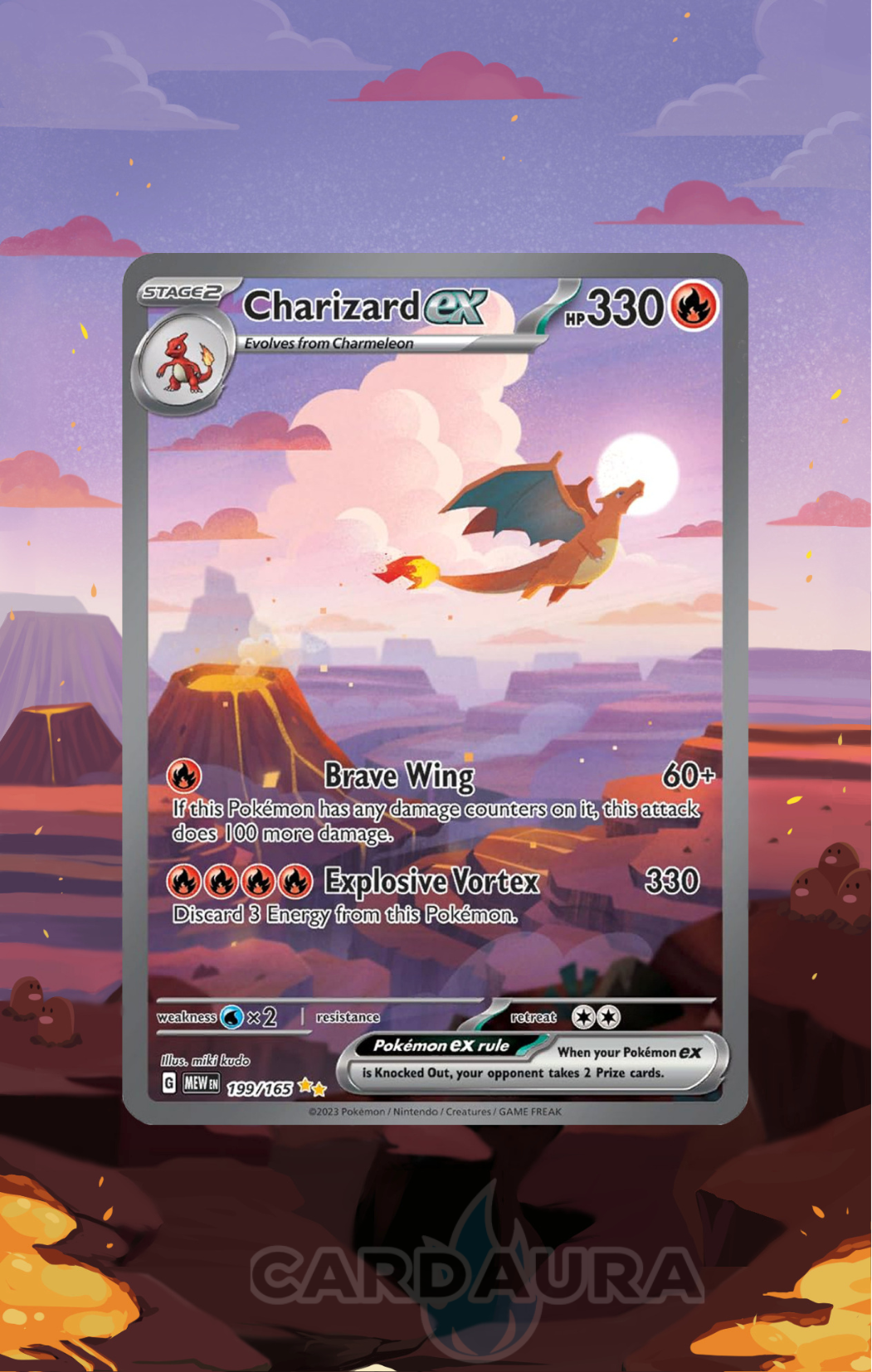 Charizard 199/165  | 151 AuraSlab (Graded) Extended Art + Case