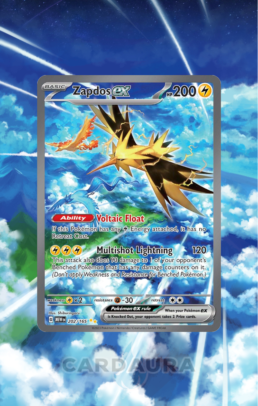 Zapdos EX 202/165 | 151 AuraSlab (Graded) - Extended Art + Case