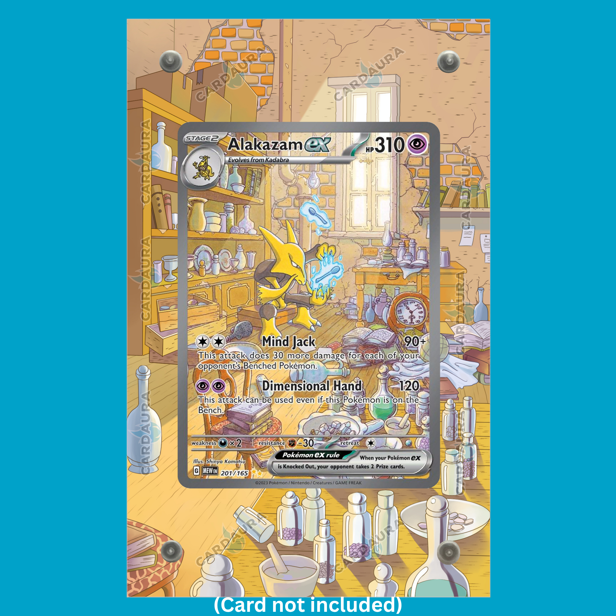 Alakazam 201/165 From Set 151 Pokémon Card Display Case (Extended Art Frame) | Magnetic Acrylic Holder for Ungraded Cards