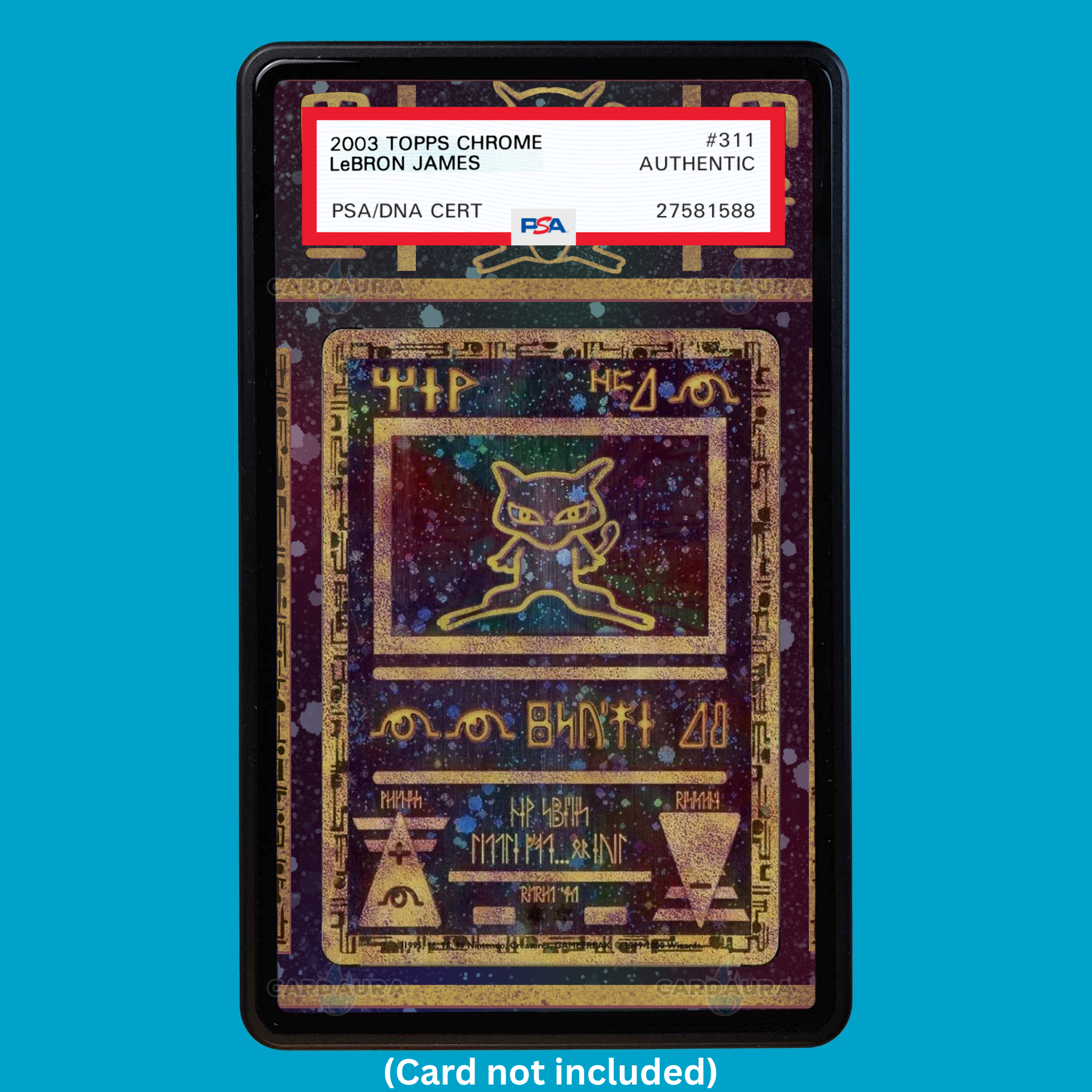 Hand-drawn Ancient Mew - Movie Promo extended art display case insert for graded Pokémon cards