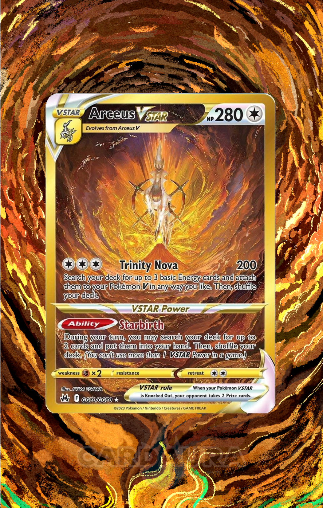 Arceus VSTAR GG70 | Crown Zenith CardAura - Extended Art + Display Case (Raw)