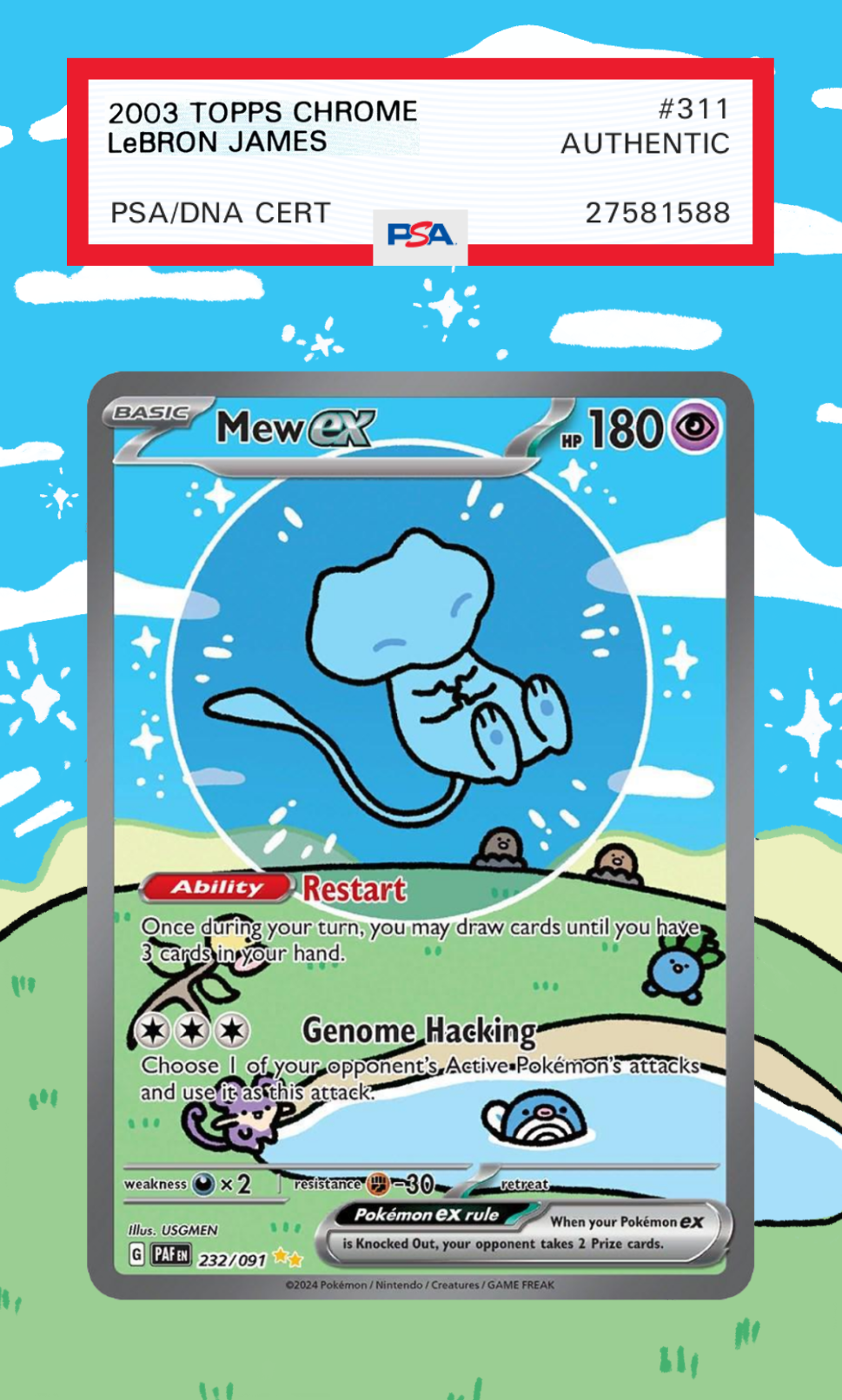 Bubble Mew ex 232/091 | Paldean Fates AuraSlab (Graded)