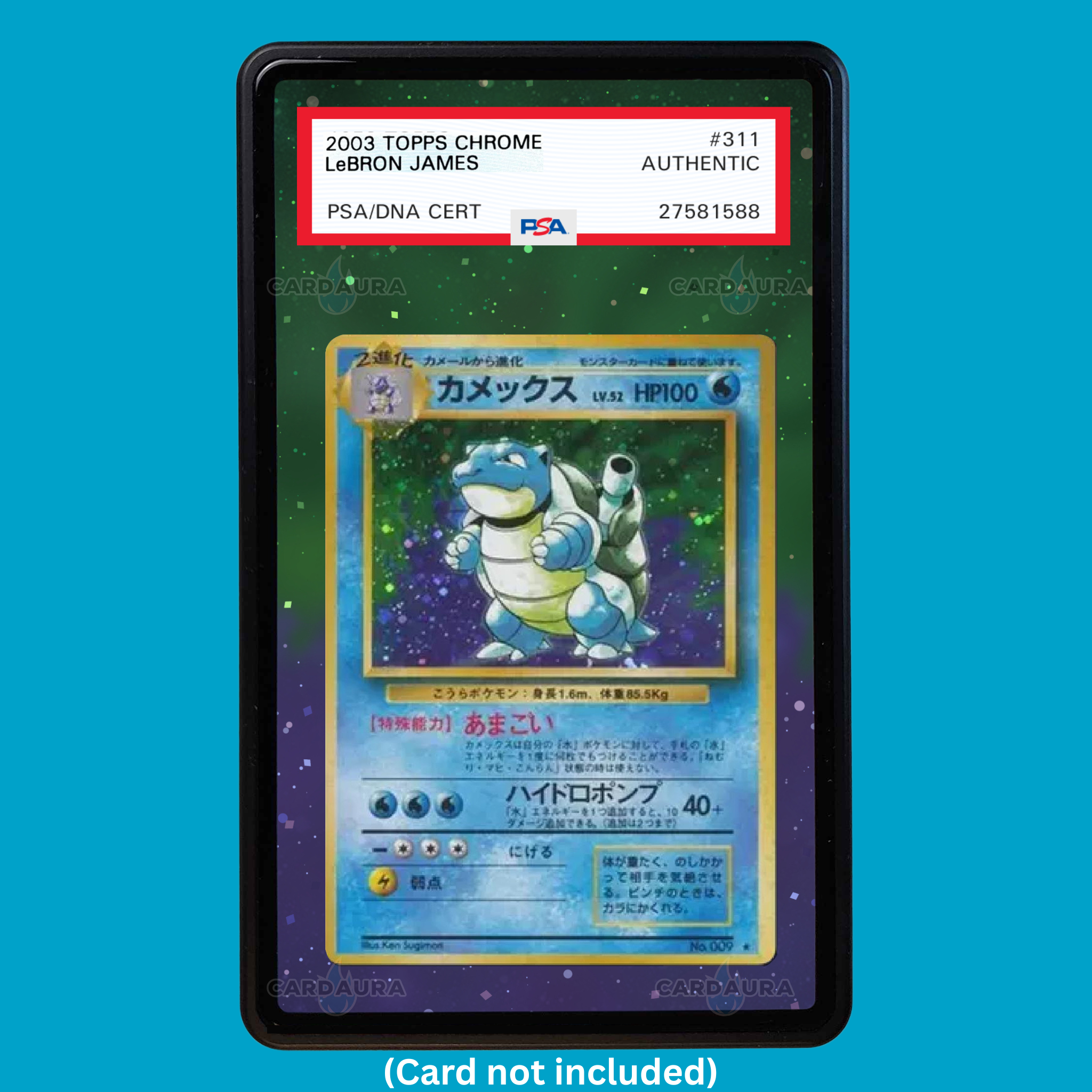 Showcase your Blastoise 2/102 with a premium extended art display case designed for graded Pokémon cards. This collectible display combines hand-drawn extended artwork, a magnetic aluminum case, and UV-protective tempered glass to help protect and elevate your Blastoise 2/102 card.