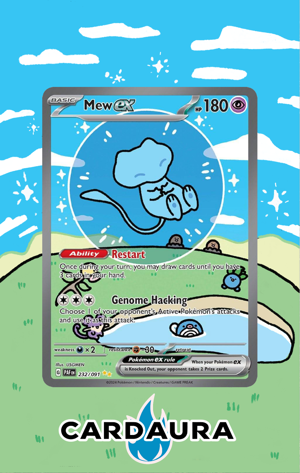 Bubble Mew ex 232/091 | Paldean Fates CardAura Case