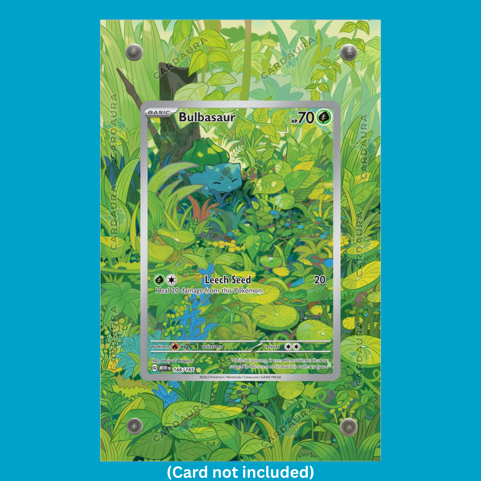 Bulbasaur 166/165 From Set 151 Pokémon Card Display Case (Extended Art Frame) | Magnetic Acrylic Holder for Ungraded Cards