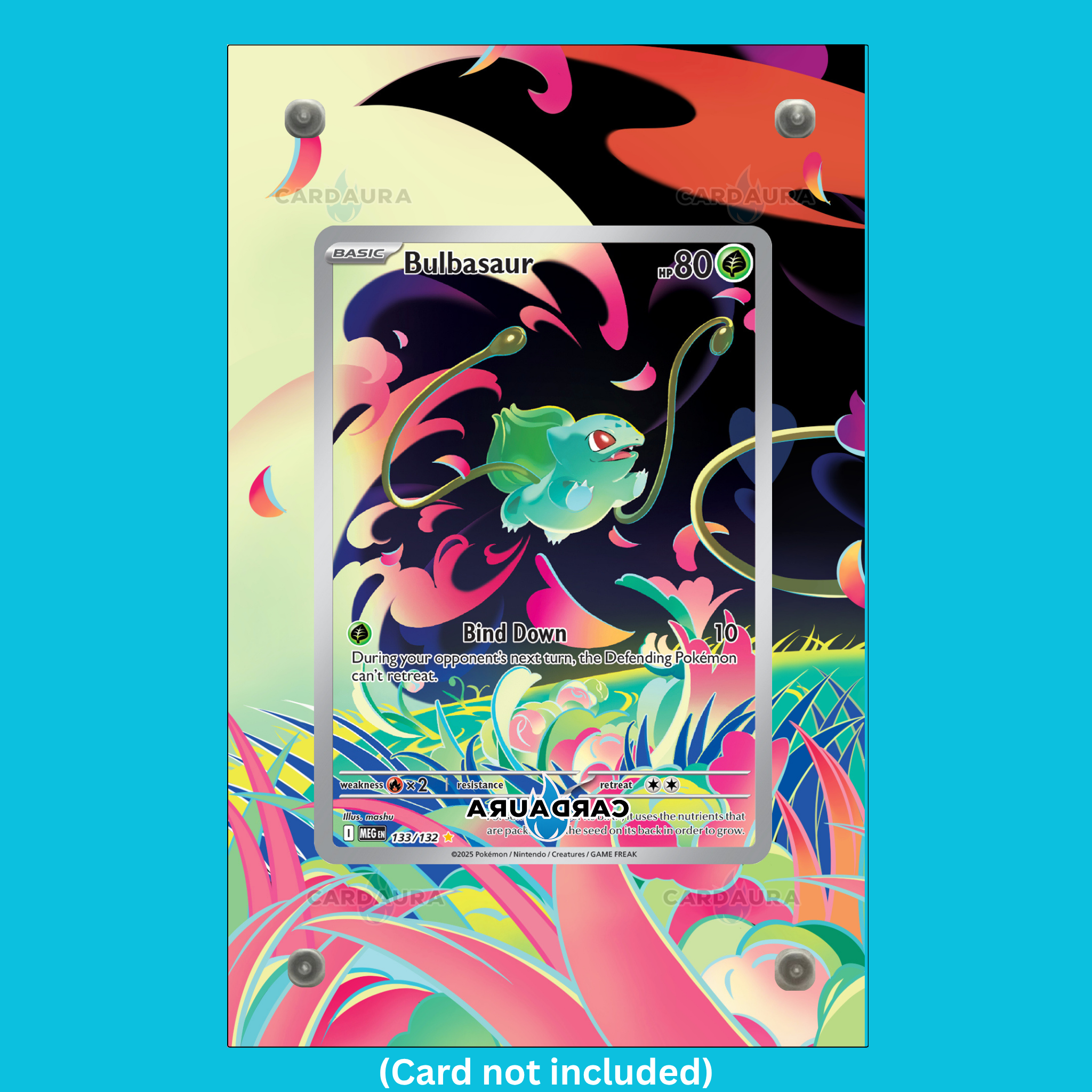 Bulbasaur 133/132 From Mega Evolution Display Case (Extended Art Frame) | Magnetic Acrylic Holder for Ungraded Cards