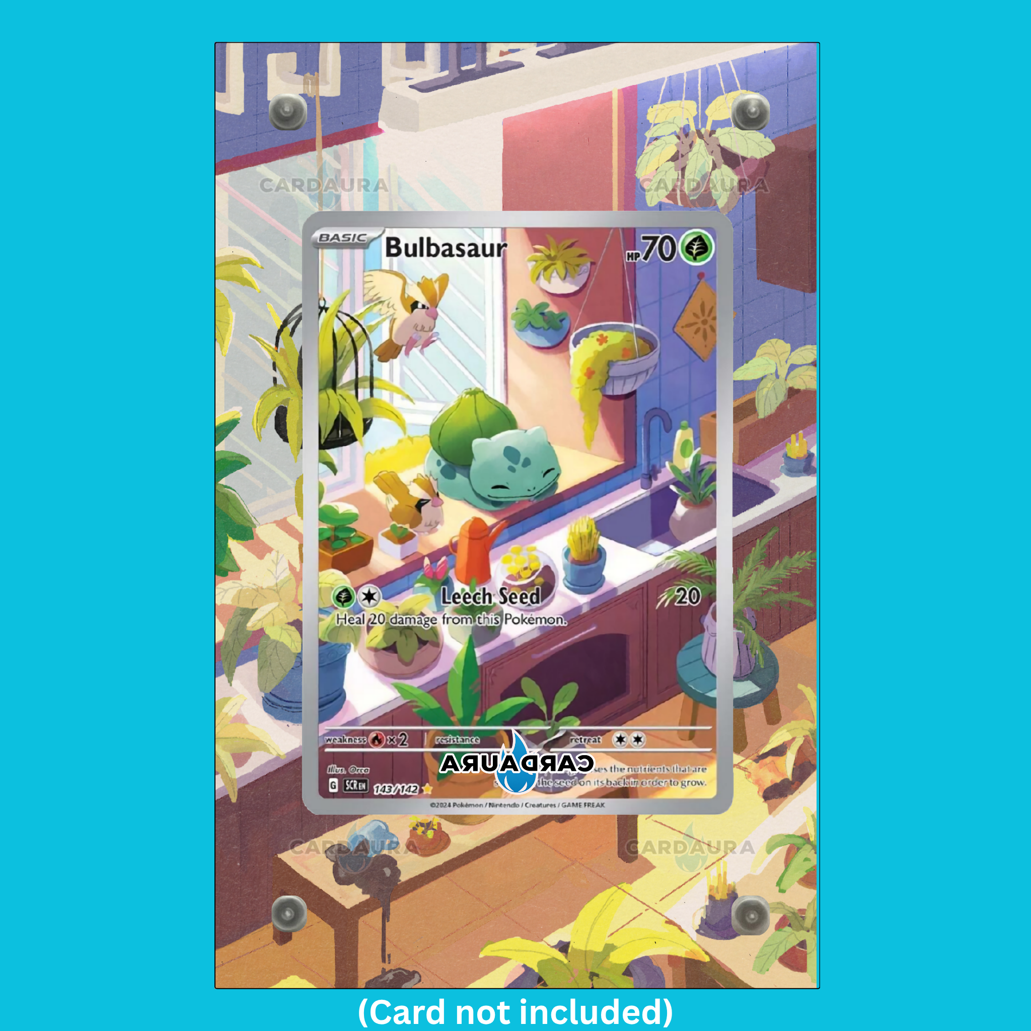 Bulbasaur 143/142 From Stellar Crown Display Case (Extended Art Frame) | Magnetic Acrylic Holder for Ungraded Cards