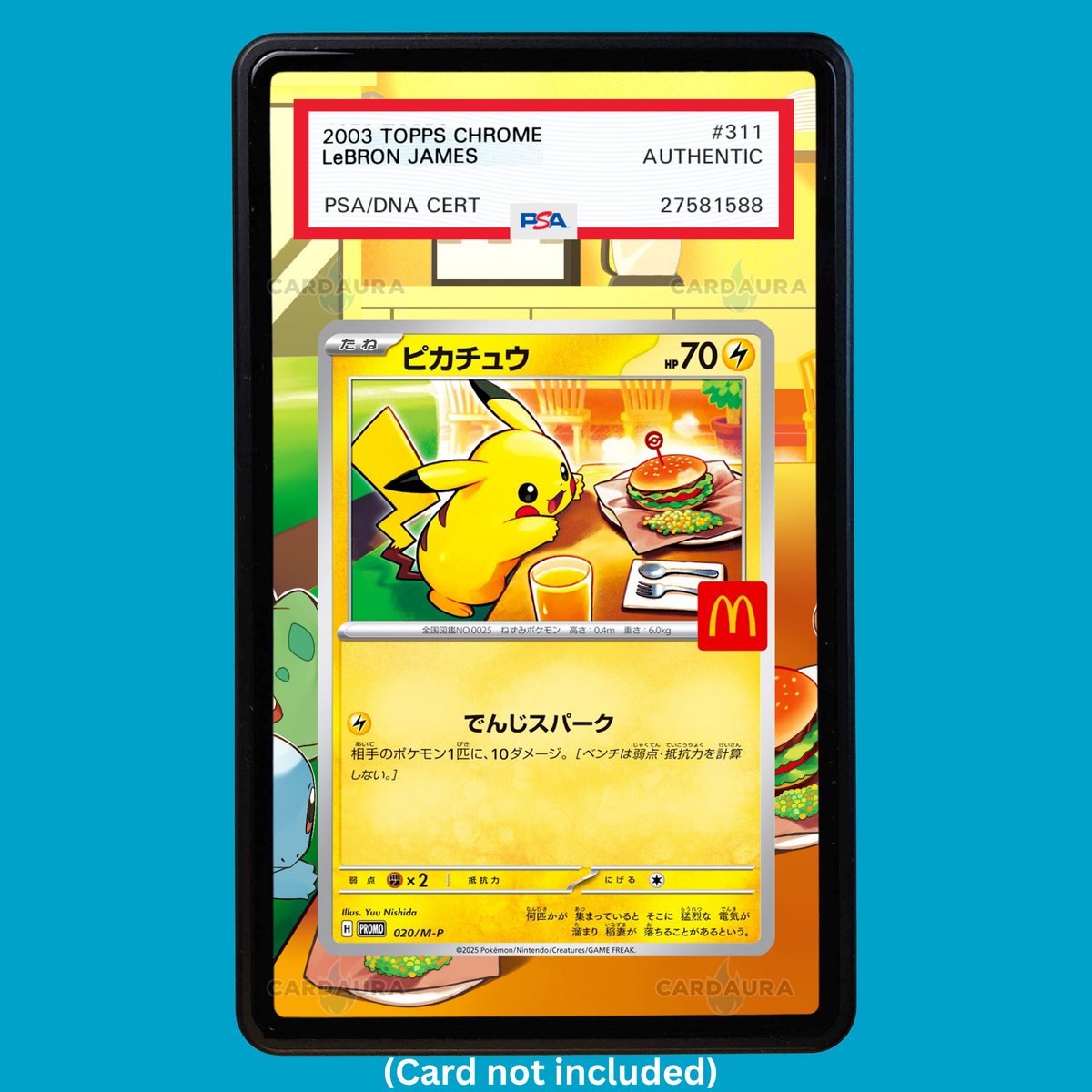 Hand-drawn Pikachu 20/M-P Mcdonalds Promo 2025 extended art display case insert for graded Pokémon cards