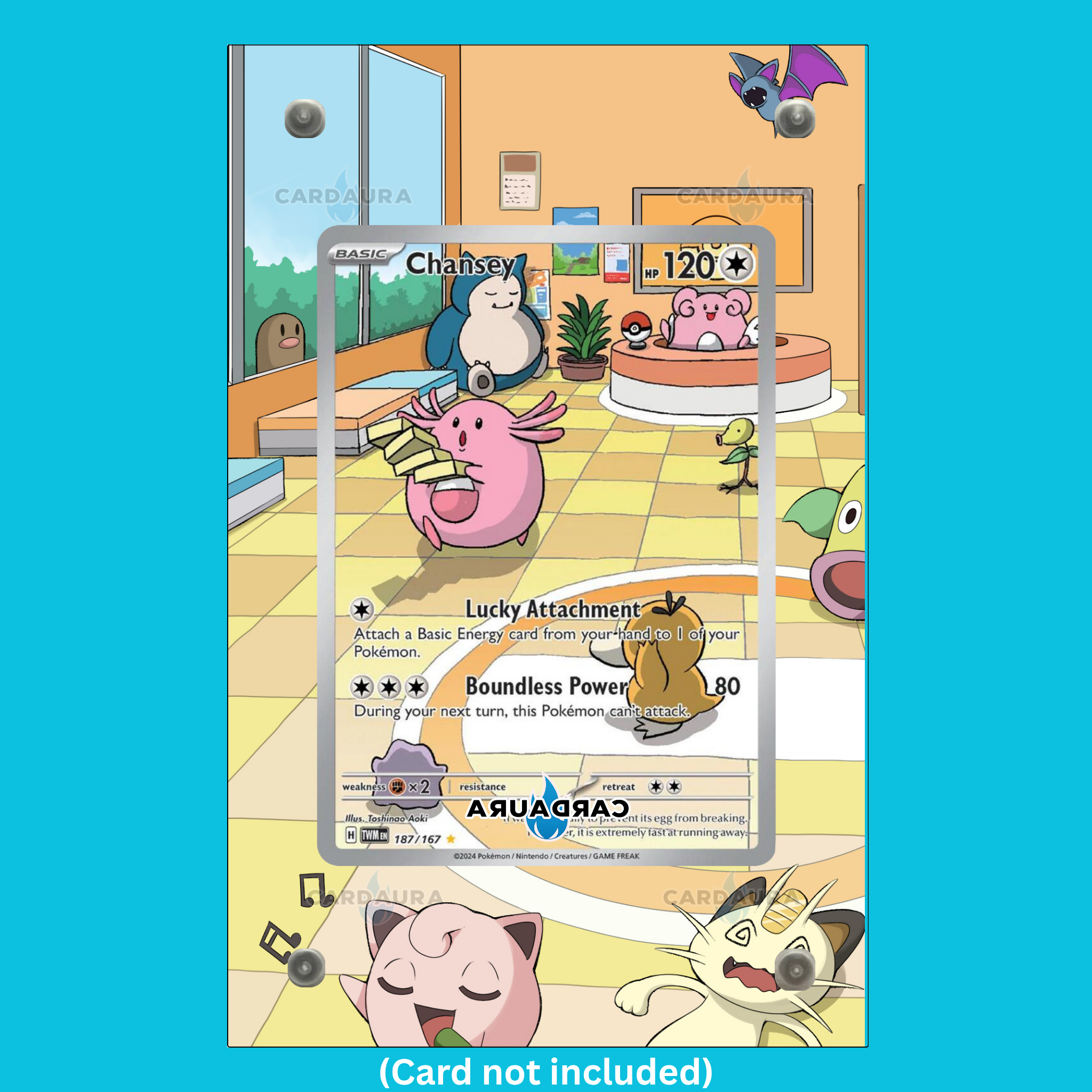 Chansey 187/167 From Twilight Masquerade Display Case (Extended Art Frame) | Magnetic Acrylic Holder for Ungraded Cards