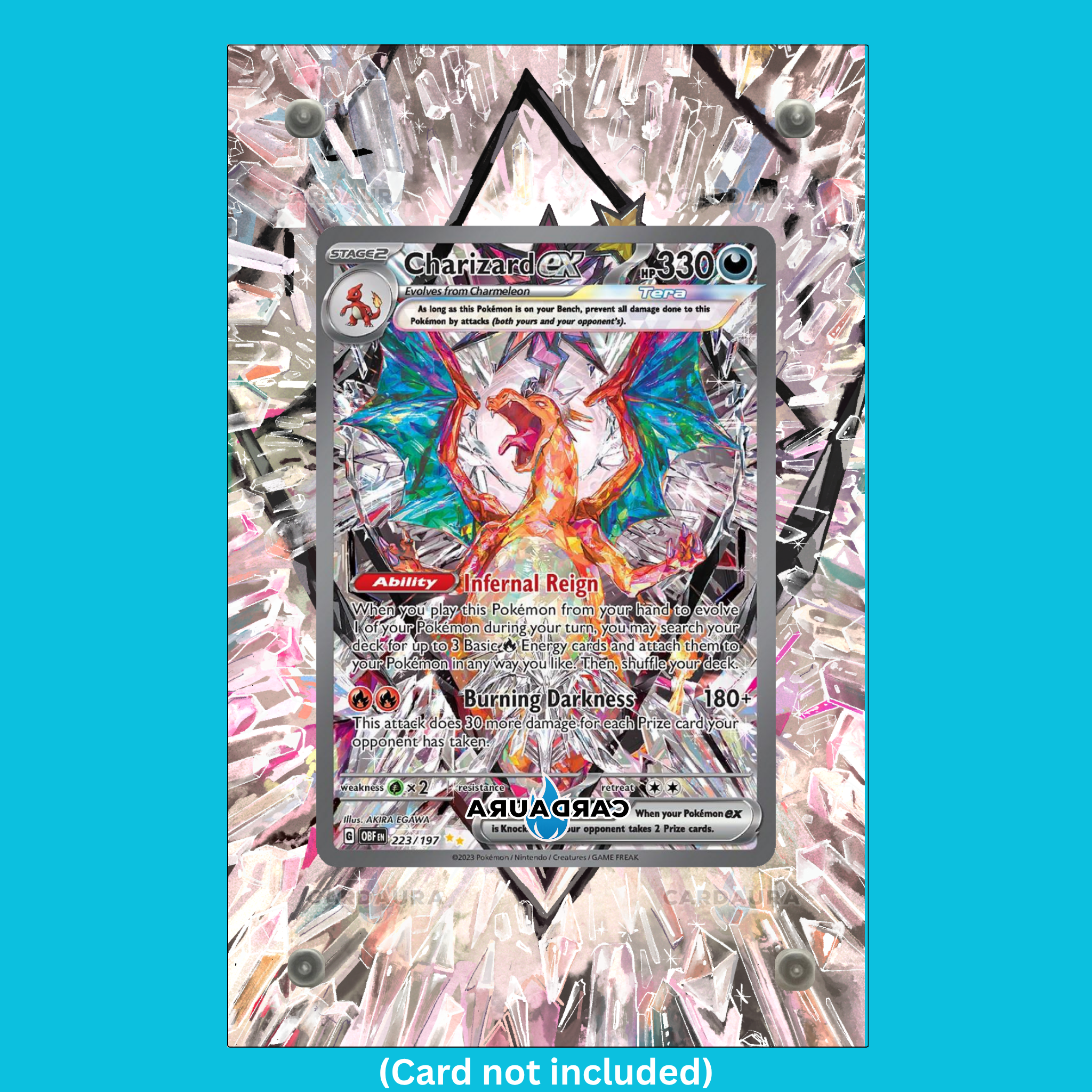 Charizard EX 223/197 From Obsidian Flames Display Case (Extended Art Frame) | Magnetic Acrylic Holder for Ungraded Cards
