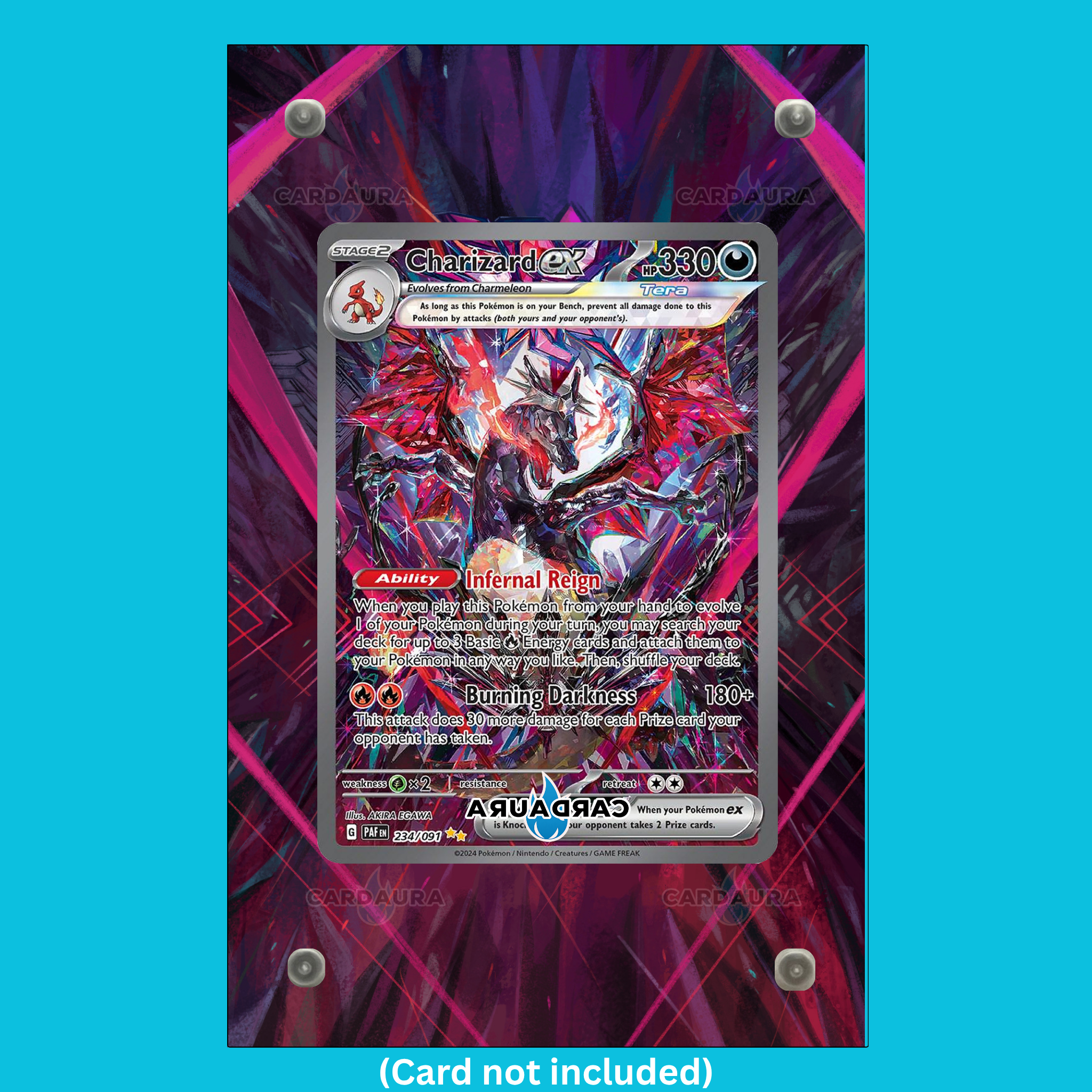 Charizard EX 234/091 From Paldean Fates Display Case (Extended Art Frame) | Magnetic Acrylic Holder for Ungraded Cards