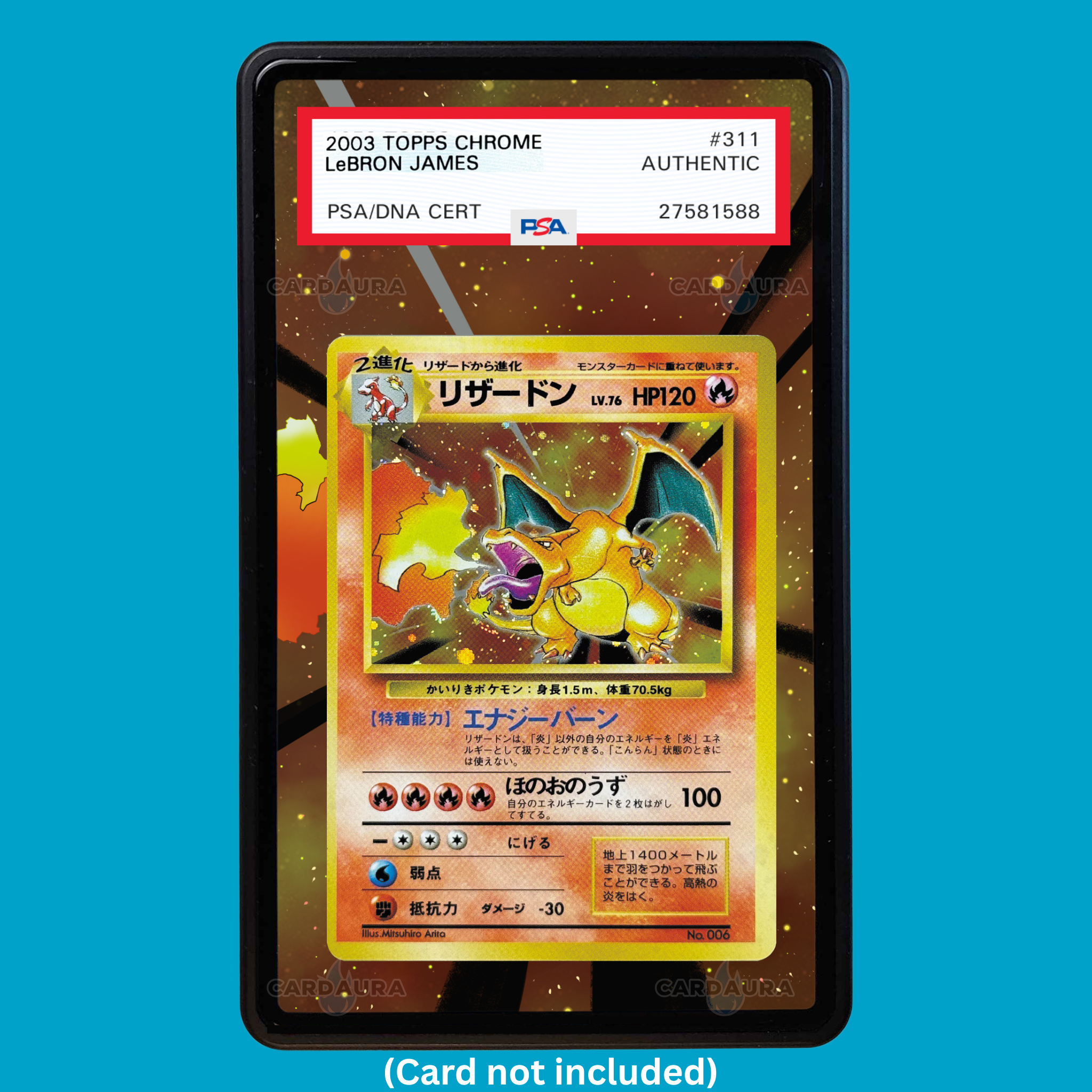 Showcase your Charizard 4/102 with a premium extended art display case designed for graded Pokémon cards. This collectible display combines hand-drawn extended artwork, a magnetic aluminum case, and UV-protective tempered glass to help protect and elevate your Charizard 4/102 card.
