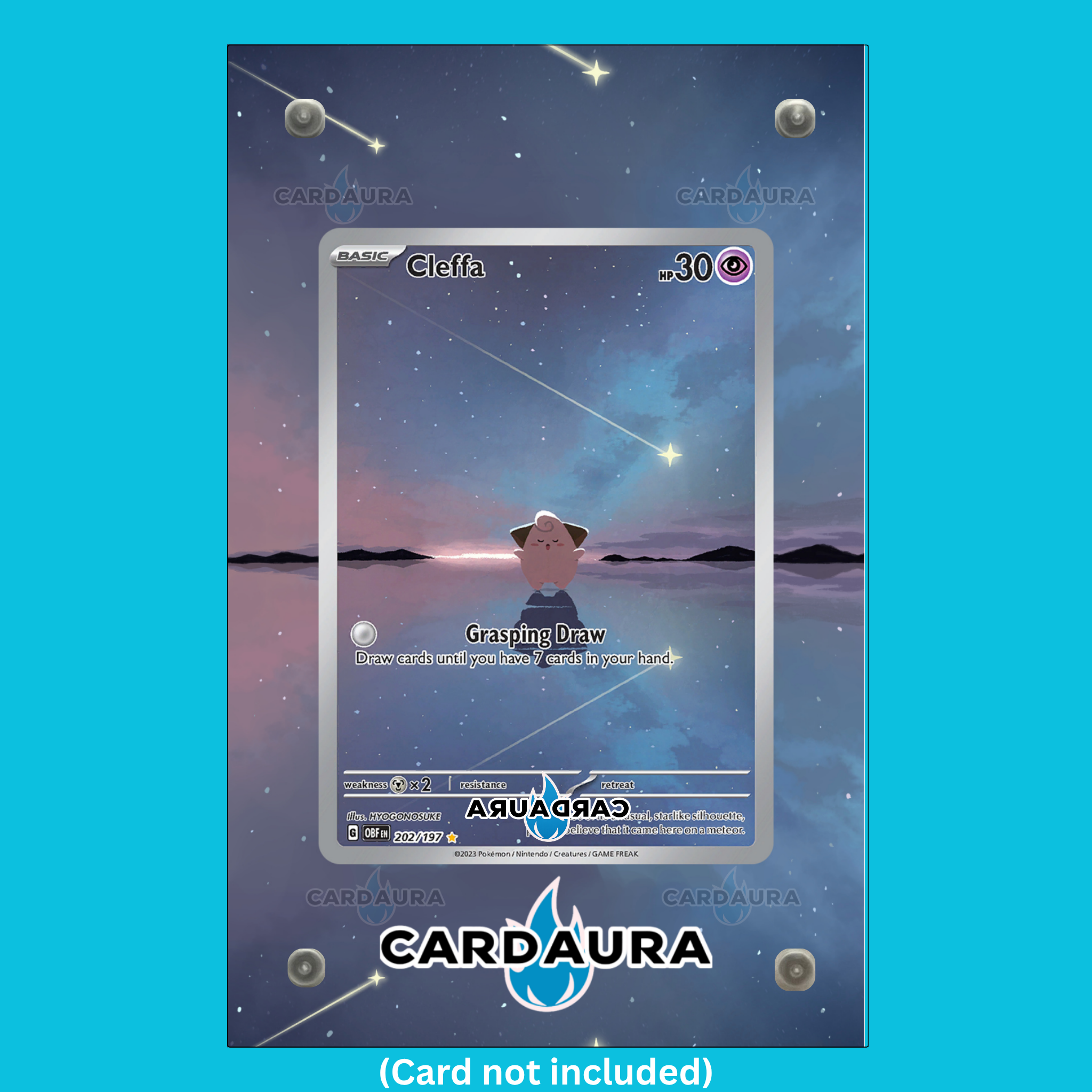 Cleffa 202/197 From Obsidian Flames Display Case (Extended Art Frame) | Magnetic Acrylic Holder for Ungraded Cards
