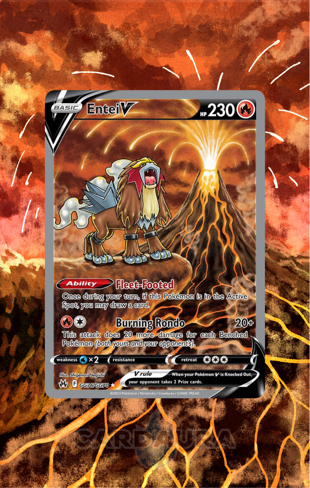 Entei V GG36/GG70 | Crown Zenith AuraSlab - Extended Art + Case (Graded)