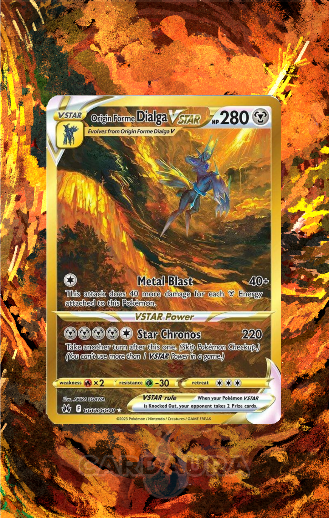 Origin Forme Dialga VSTAR GG68/GG70 | Crown Zenith CardAura - Extended Art + Display Case (Raw)