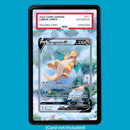 Hand-drawn Dragonite V 192/203 Evolving Skies extended art display case insert for graded Pokémon cards