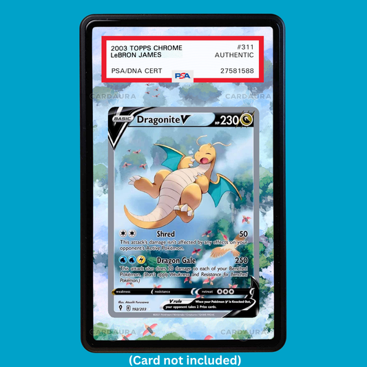 Hand-drawn Dragonite V 192/203 Evolving Skies extended art display case insert for graded Pokémon cards