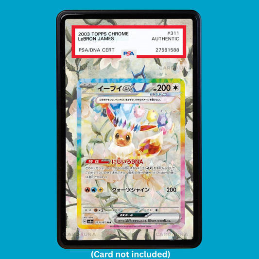 Hand-drawn Eevee EX 167/131 Prismatic Evolutions extended art display case insert for graded Pokémon cards