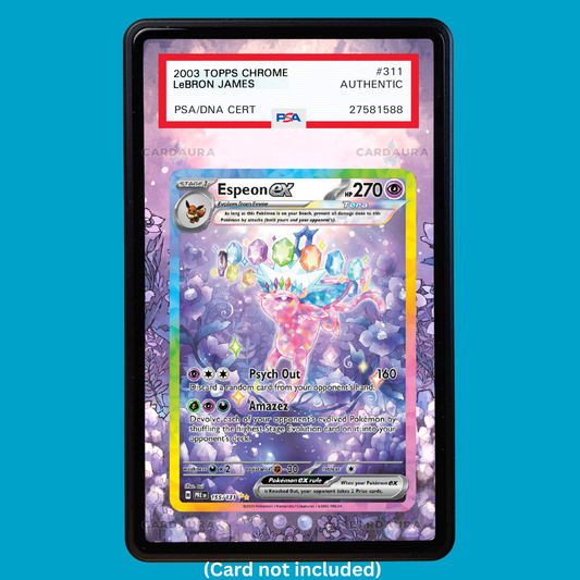Hand-drawn Espeon EX 155/131 Prismatic Evolutions extended art display case insert for graded Pokémon cards