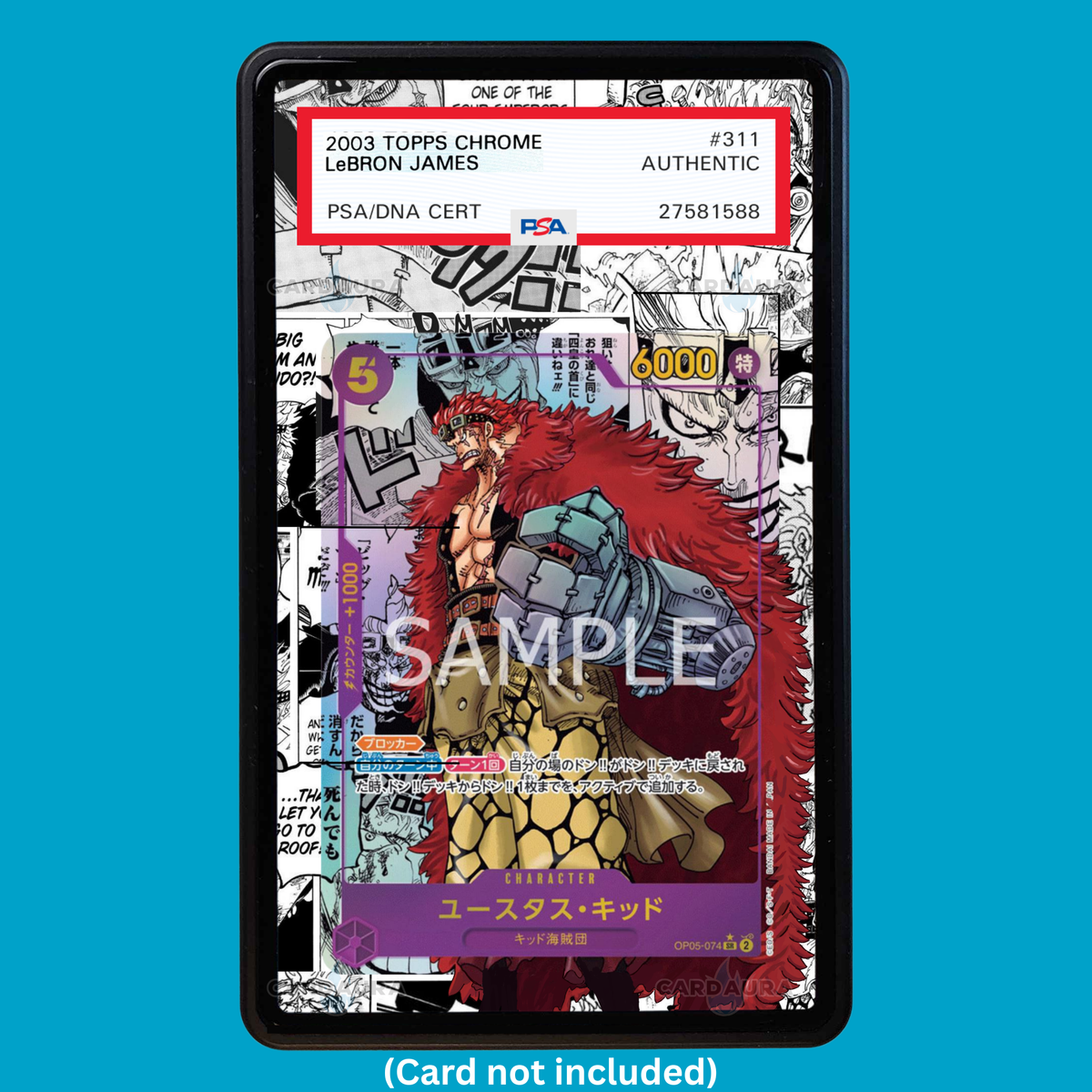 Showcase your Eustass "Captain" Kid Manga OP05-074 with a premium extended art display case designed for graded One Piece cards. This collectible display combines hand-drawn extended artwork, a magnetic aluminum case, and UV-protective tempered glass to help protect and elevate your One Piece Eustass "Captain" Kid Manga card.
