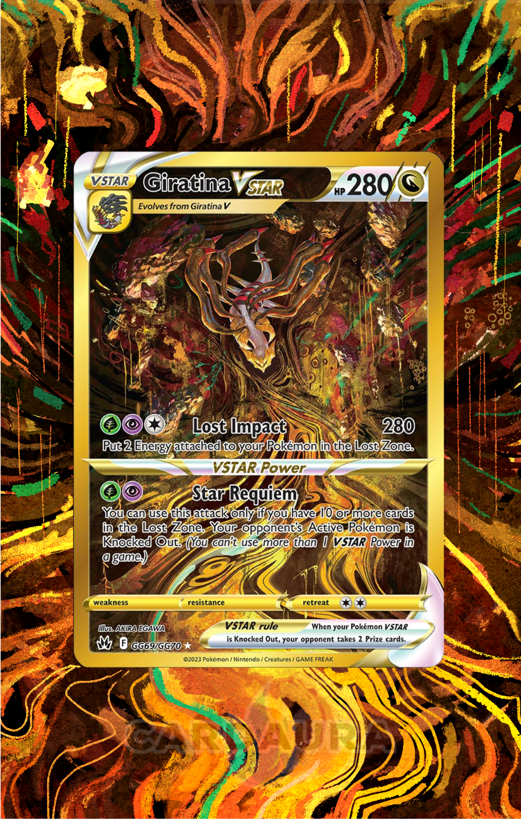 Giratina VSTAR GG69 | Crown Zenith CardAura - Extended Art + Display Case (Raw) My Store