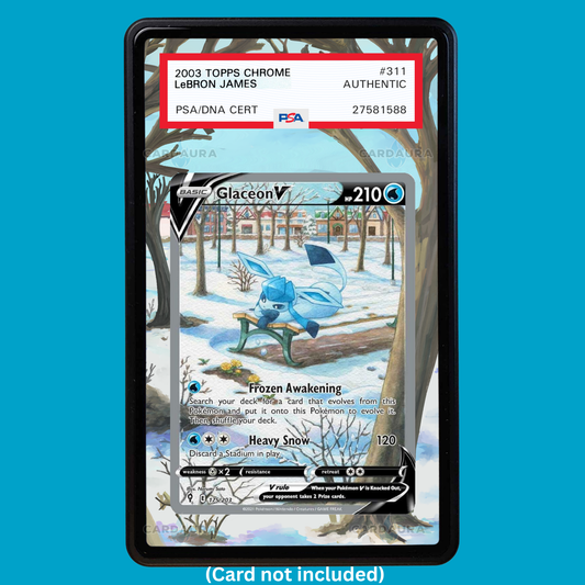 Hand-drawn Glaceon V 175/203 Evolving Skies extended art display case insert for graded Pokémon cards