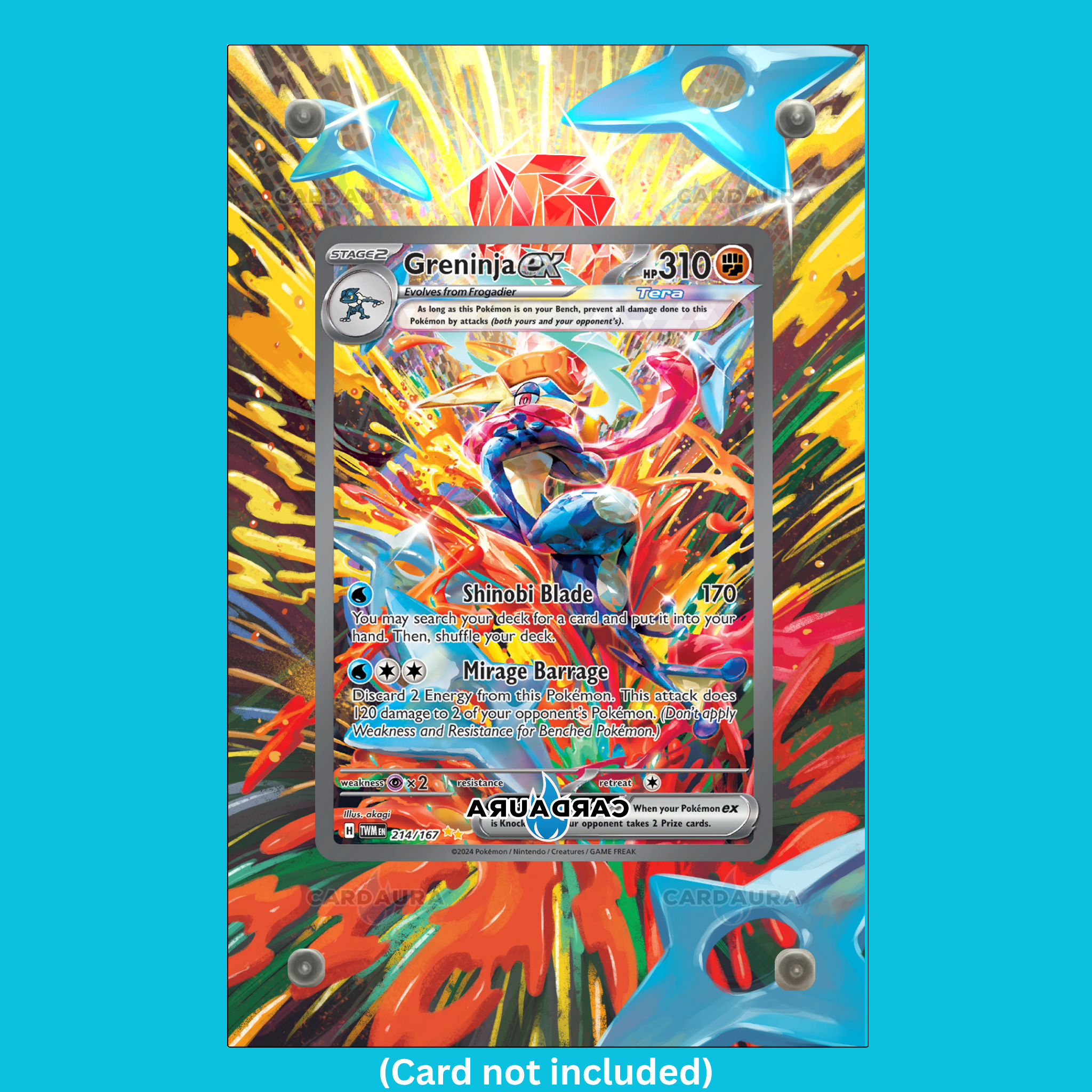 Greninja EX 214/167 From Twilight Masquerade Display Case (Extended Art Frame) | Magnetic Acrylic Holder for Ungraded Cards