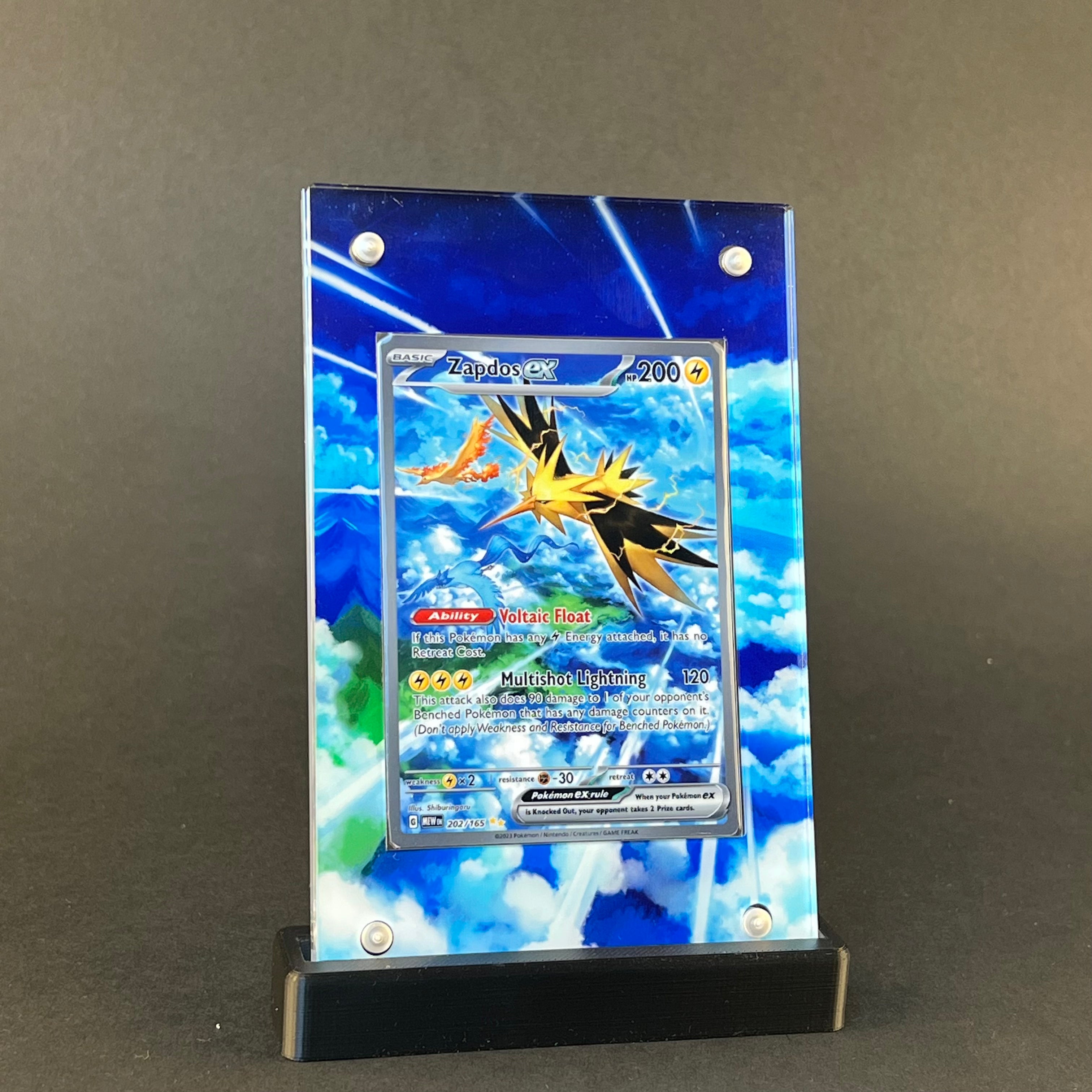 Zapdos Ex 202/165 | 151 CardAura - Extended Art + Display Case (Raw)