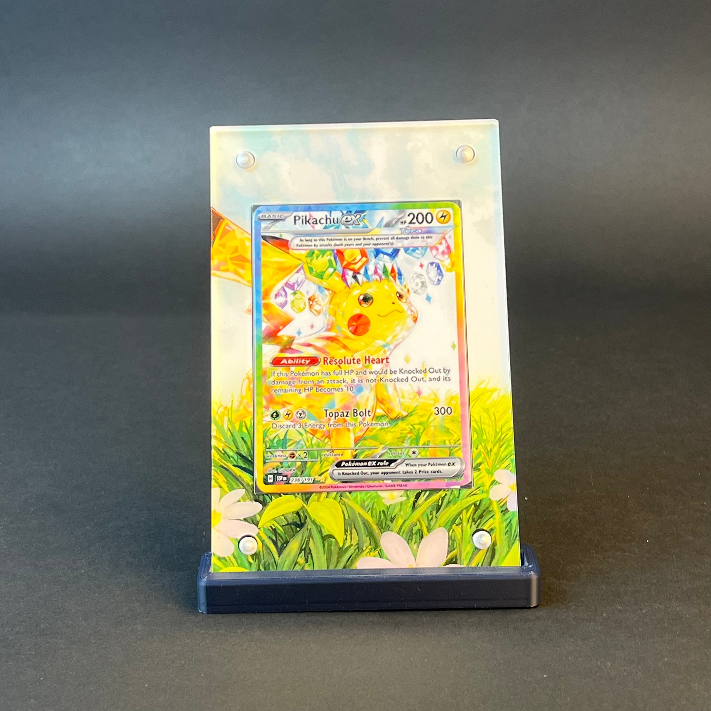 Pikachu ex 238/191 | Surging Sparks CardAura - Extended Art + Display Case (Raw)