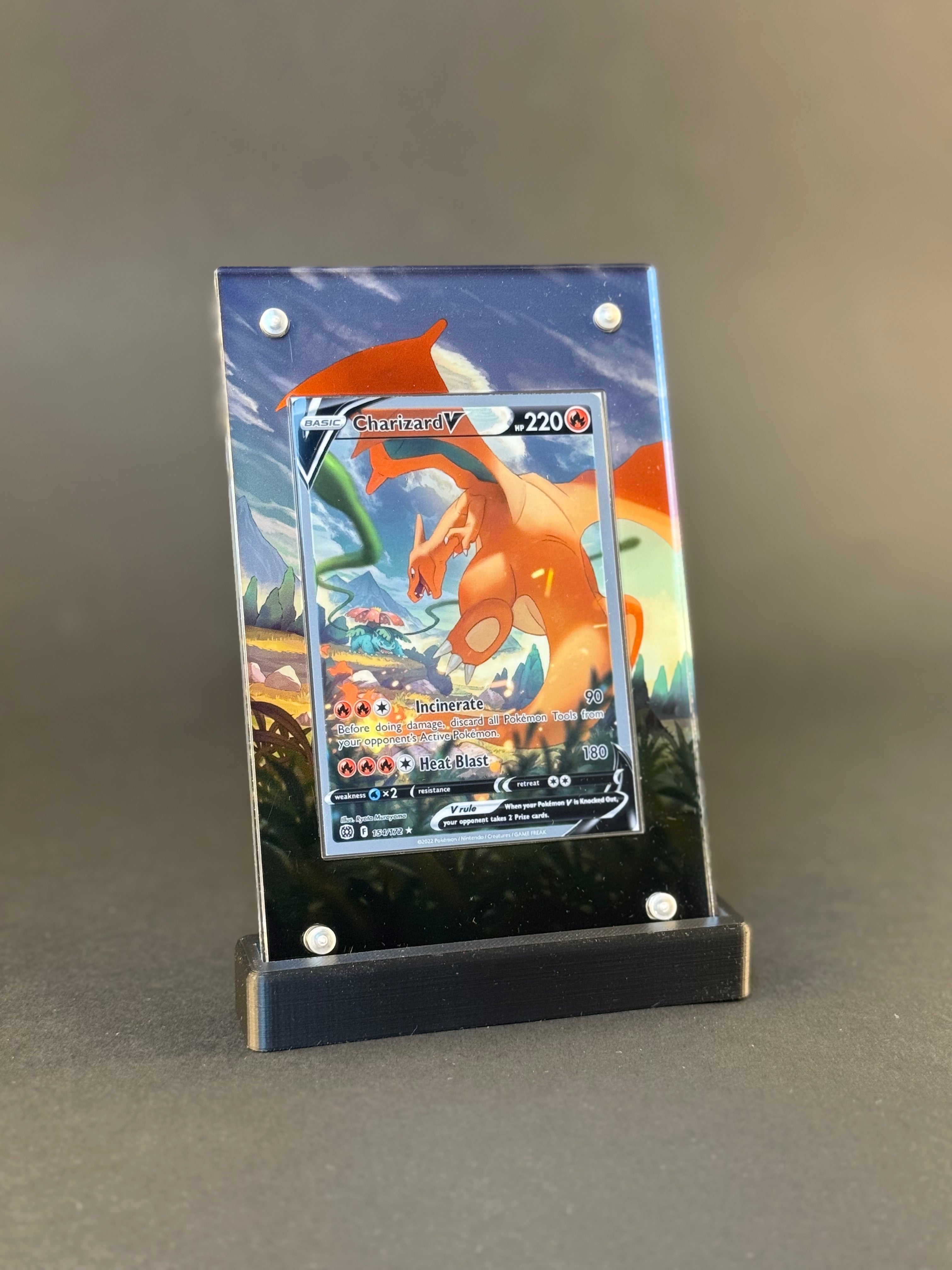 Charizard V 154/172 | Brilliant Stars CardAura - Extended Art + Display Case (Raw) My Store