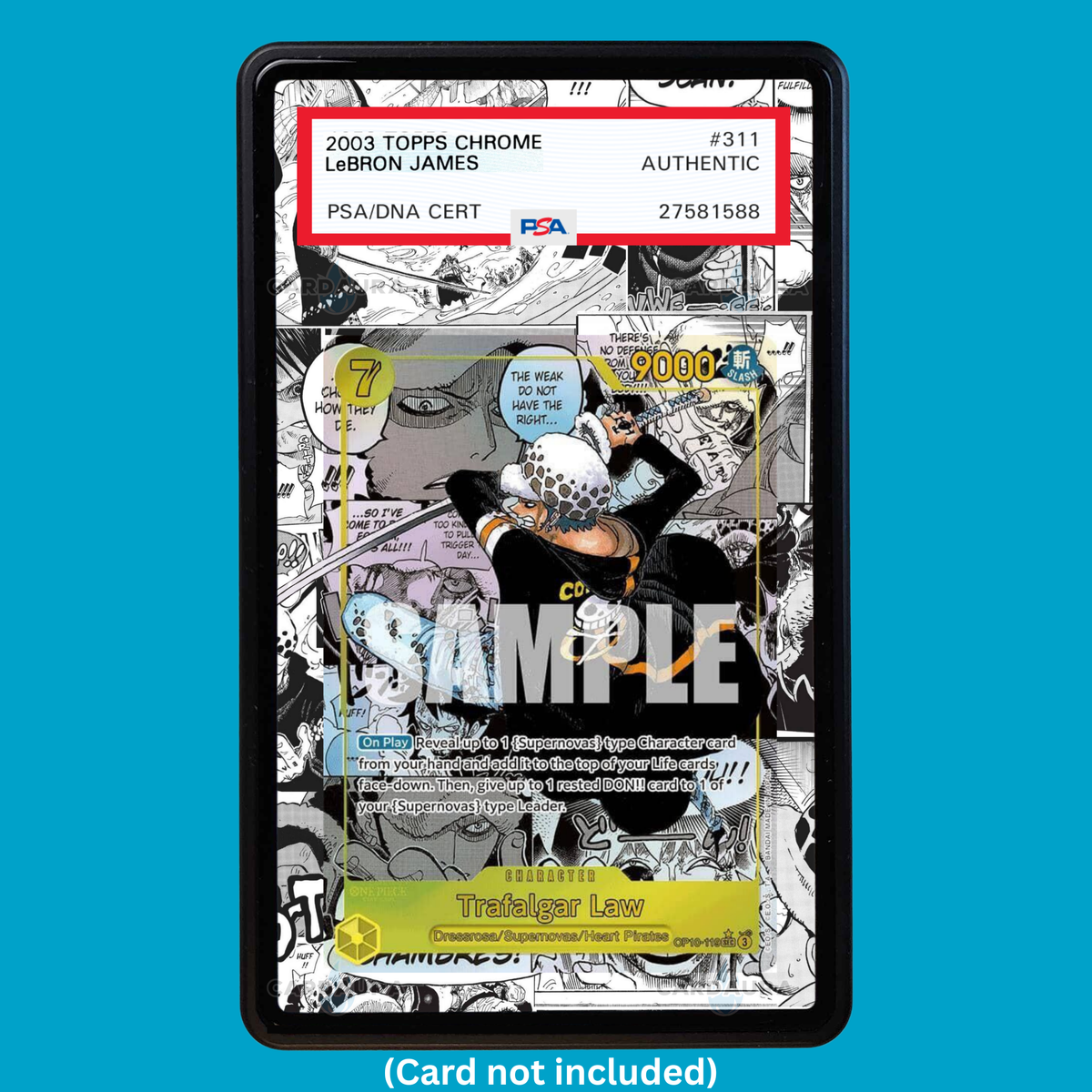 Showcase your Trafalgar Law Manga OP10-119 with a premium extended art display case designed for graded One Piece cards. This collectible display combines hand-drawn extended artwork, a magnetic aluminum case, and UV-protective tempered glass to help protect and elevate your One Piece Trafalgar Law OP10-119 Manga card.