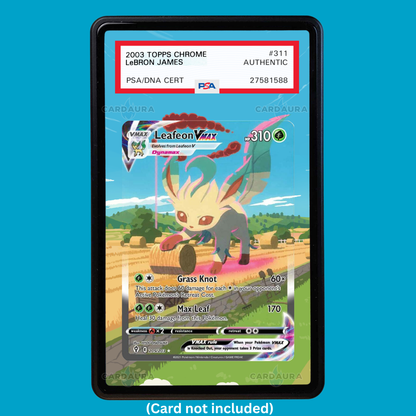 Hand-drawn Leafeon VMAX 205/203 Evolving Skies extended art display case insert for graded Pokémon cards