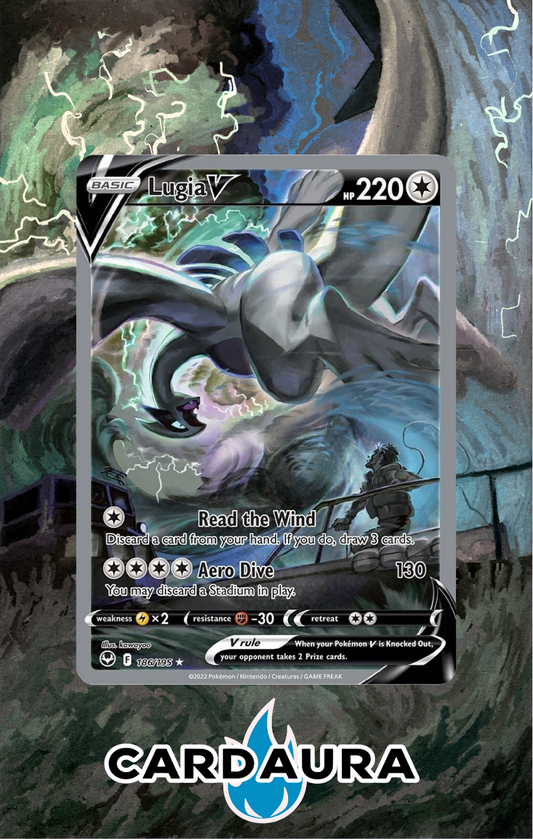 Lugia V (Alternate Full Art) 186/195 | Silver Tempest CardAura Case