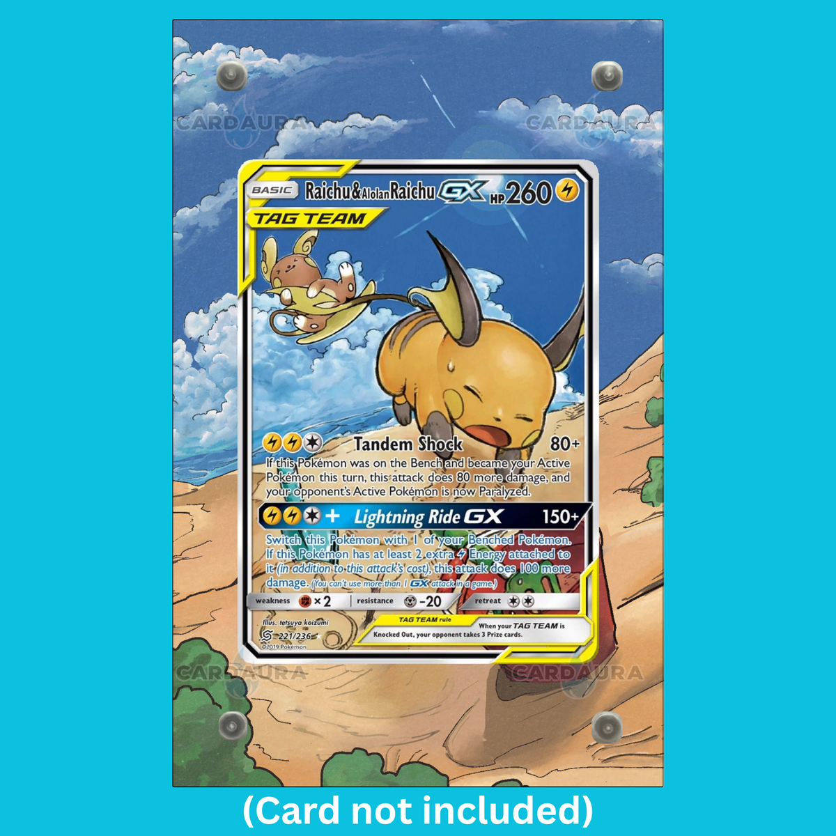 Raichu&Raichu GX 221/236 Unified Minds (Ungraded) Display Case (Pre-Order)