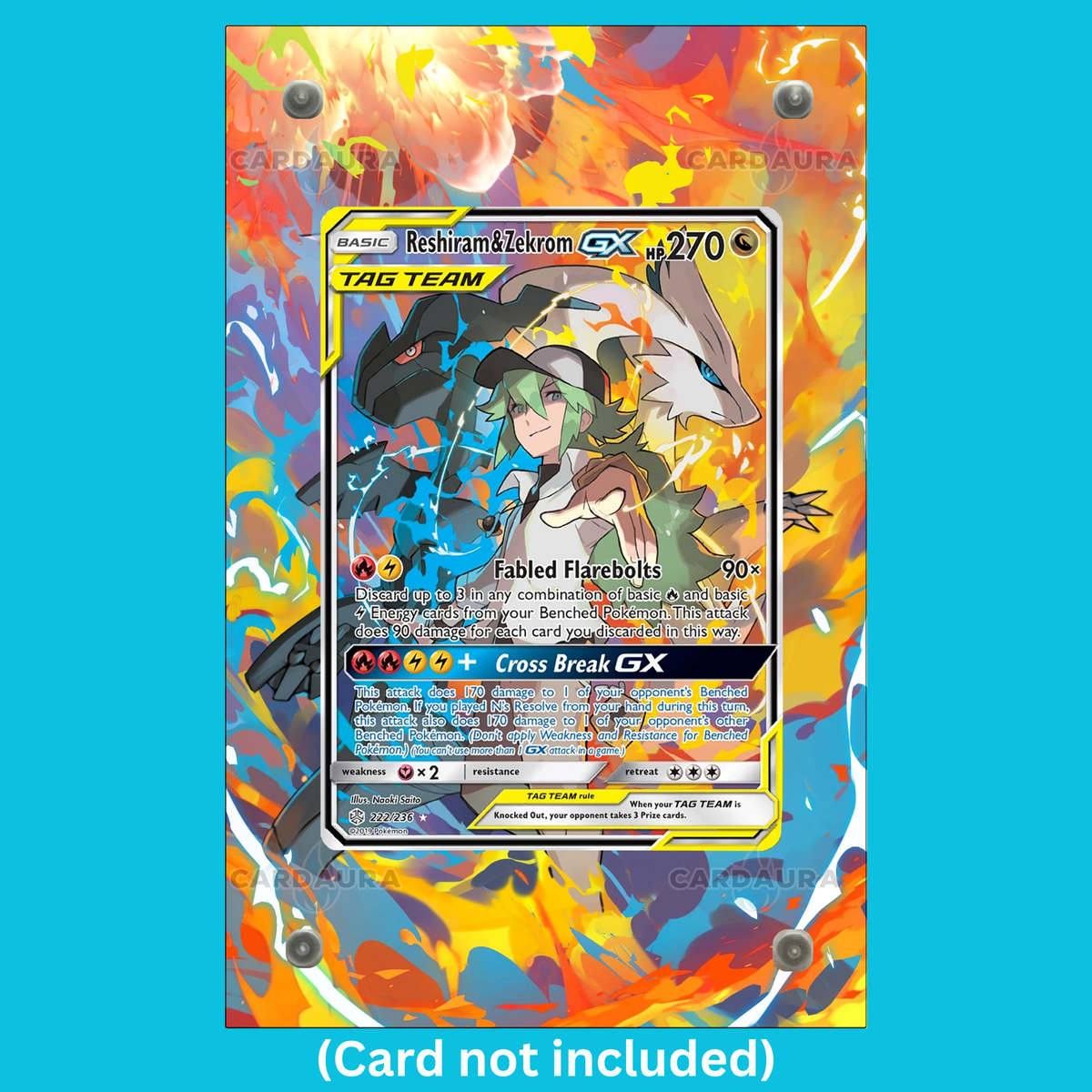 Reshiram & Zekrom GX 222/236 Cosmic Eclipse (Ungraded) Display Case (Pre-Order)