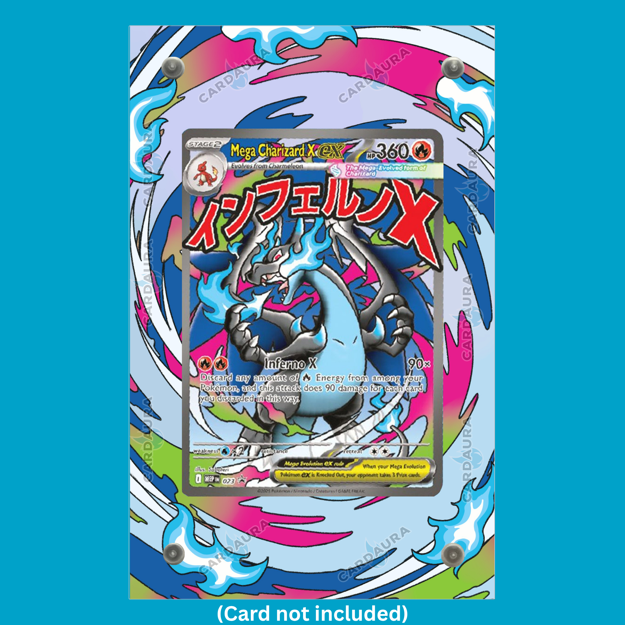 Mega Charizard EX 023 From UPC Promo Card Display Case (Extended Art Frame) | Magnetic Acrylic Holder for Ungraded Cards