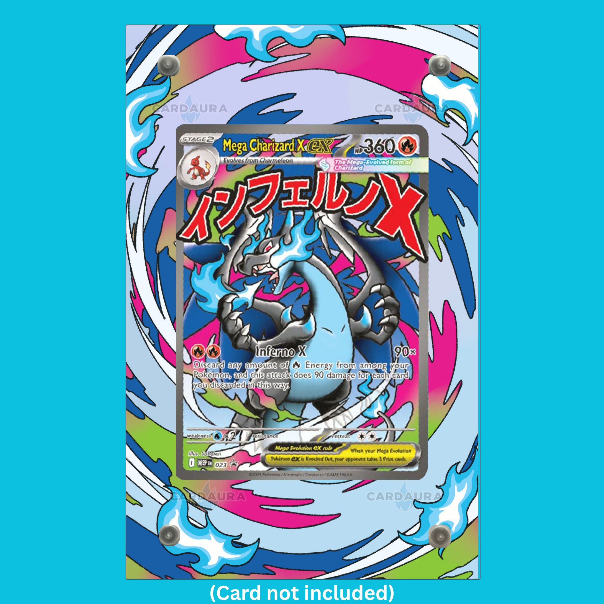 Mega Charizard X EX 023 From Phantasmal Flames Display Case (Extended Art Frame) | Magnetic Acrylic Holder for Ungraded Cards