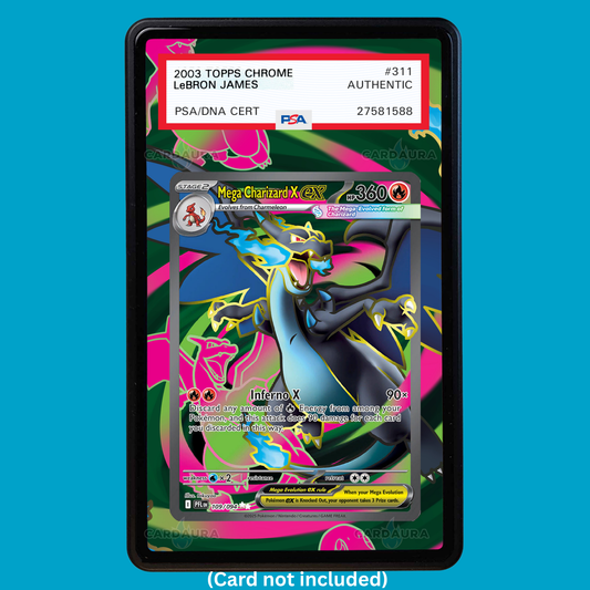 Hand-drawn Mega Charizard X EX 109/094 Phantasmal Flames extended art display case insert for graded Pokémon cards
