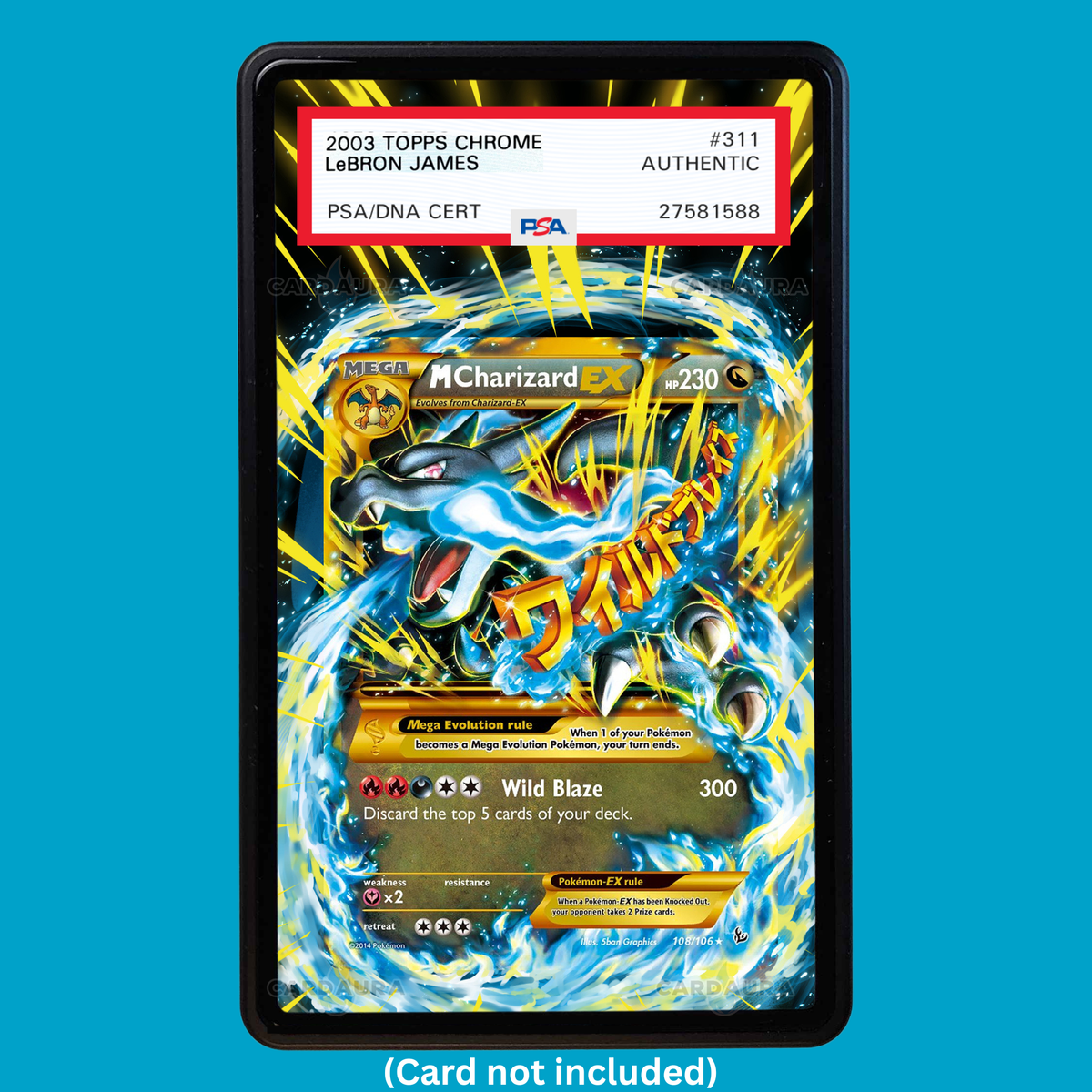Showcase your M Charizard EX 108/106 with a premium extended art display case designed for graded Pokémon cards. This collectible display combines hand-drawn extended artwork, a magnetic aluminum case, and UV-protective tempered glass to help protect and elevate your M Charizard EX 108/106 card.