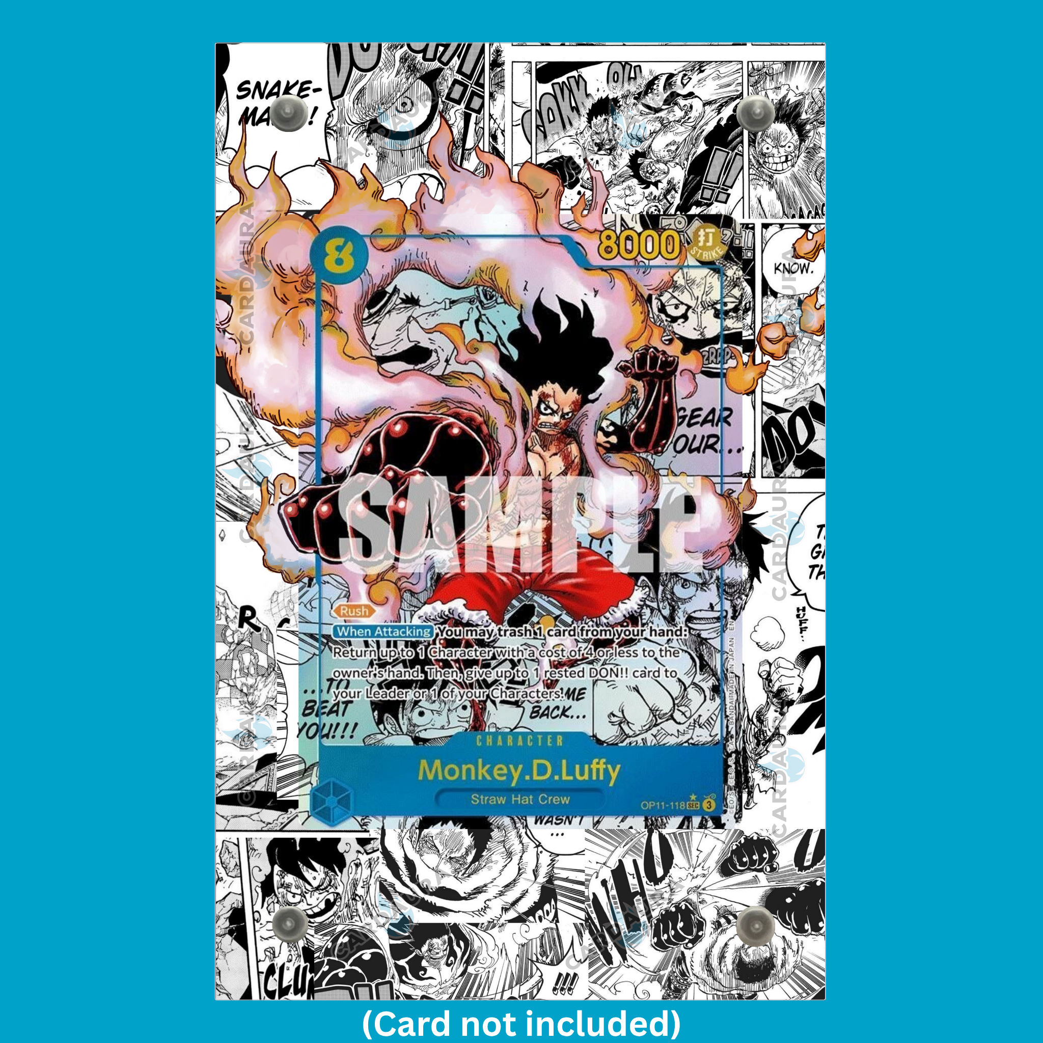 Monkey.D.Luffy (118) (Manga) - A Fist of Divine Speed (OP11) From One Piece Display Case (Extended Art Frame) | Magnetic Acrylic Holder for Ungraded Cards