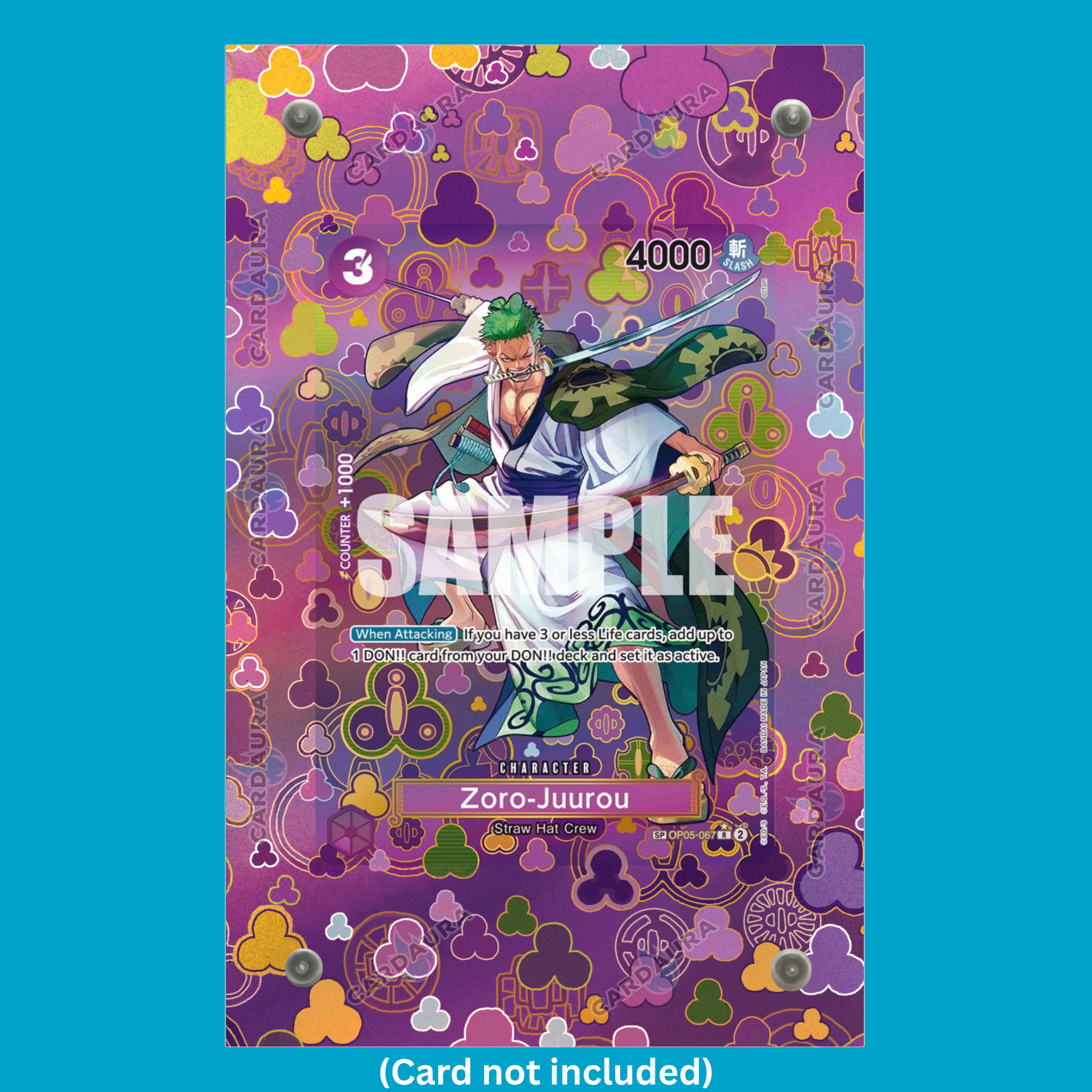 Zoro-Juurou (SP) - Emperors in the New World (OP09) From One Piece Display Case (Extended Art Frame) | Magnetic Acrylic Holder for Ungraded Cards